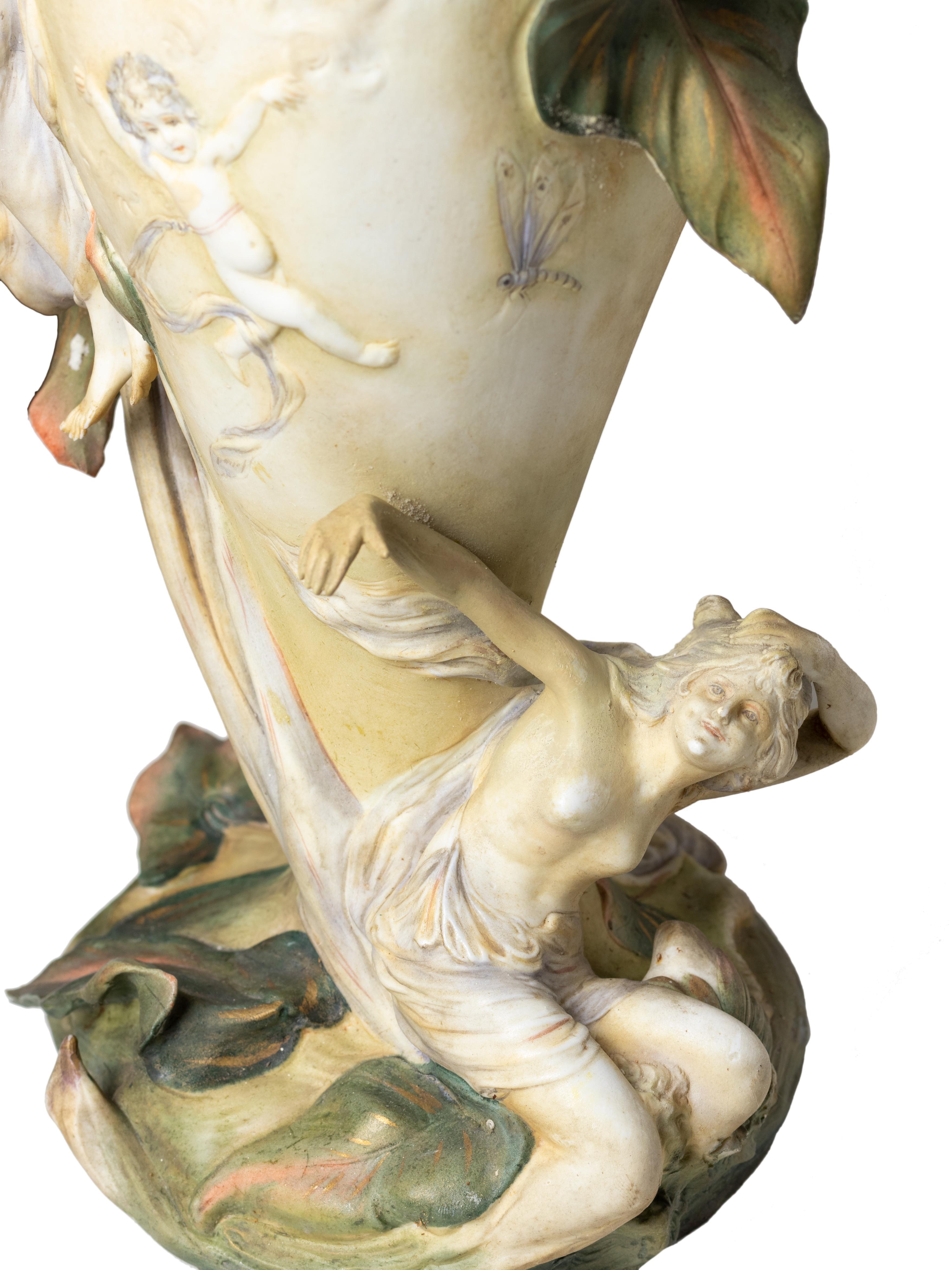 Pareja De Jarrones Art Nouveau, Karl Ens Volkstedt, (circa 1896) en venta 11