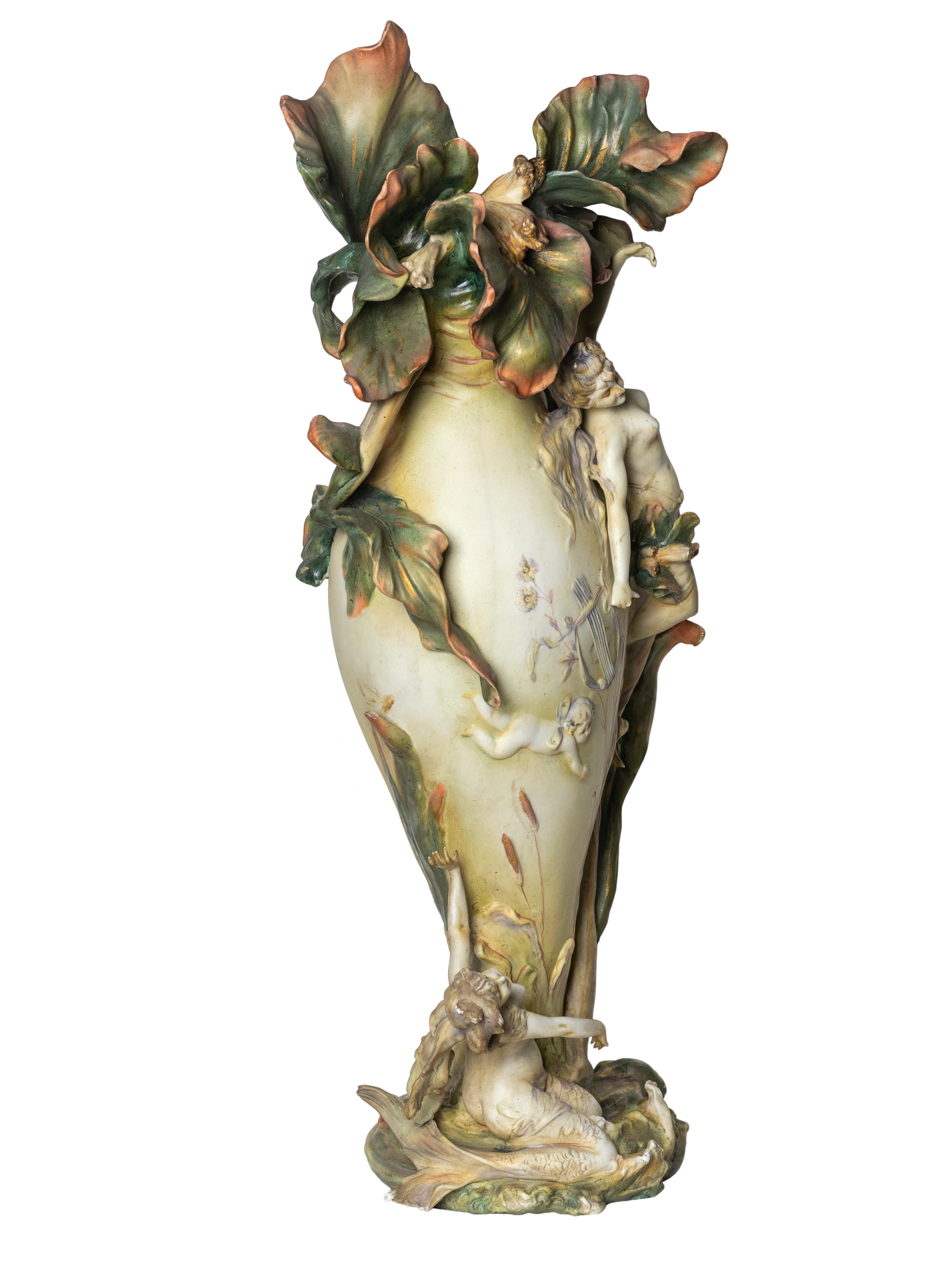Pareja De Jarrones Art Nouveau, Karl Ens Volkstedt, (circa 1896) en venta 2