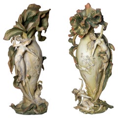 Pair Of Art Nouveau Vases, Karl Ens Volkstedt, (Circa 1896)