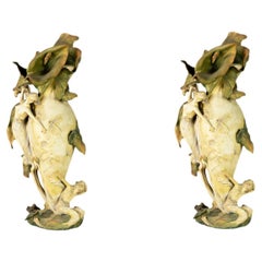 Pareja De Jarrones Art Nouveau, Karl Ens Volkstedt, Circa 1896
