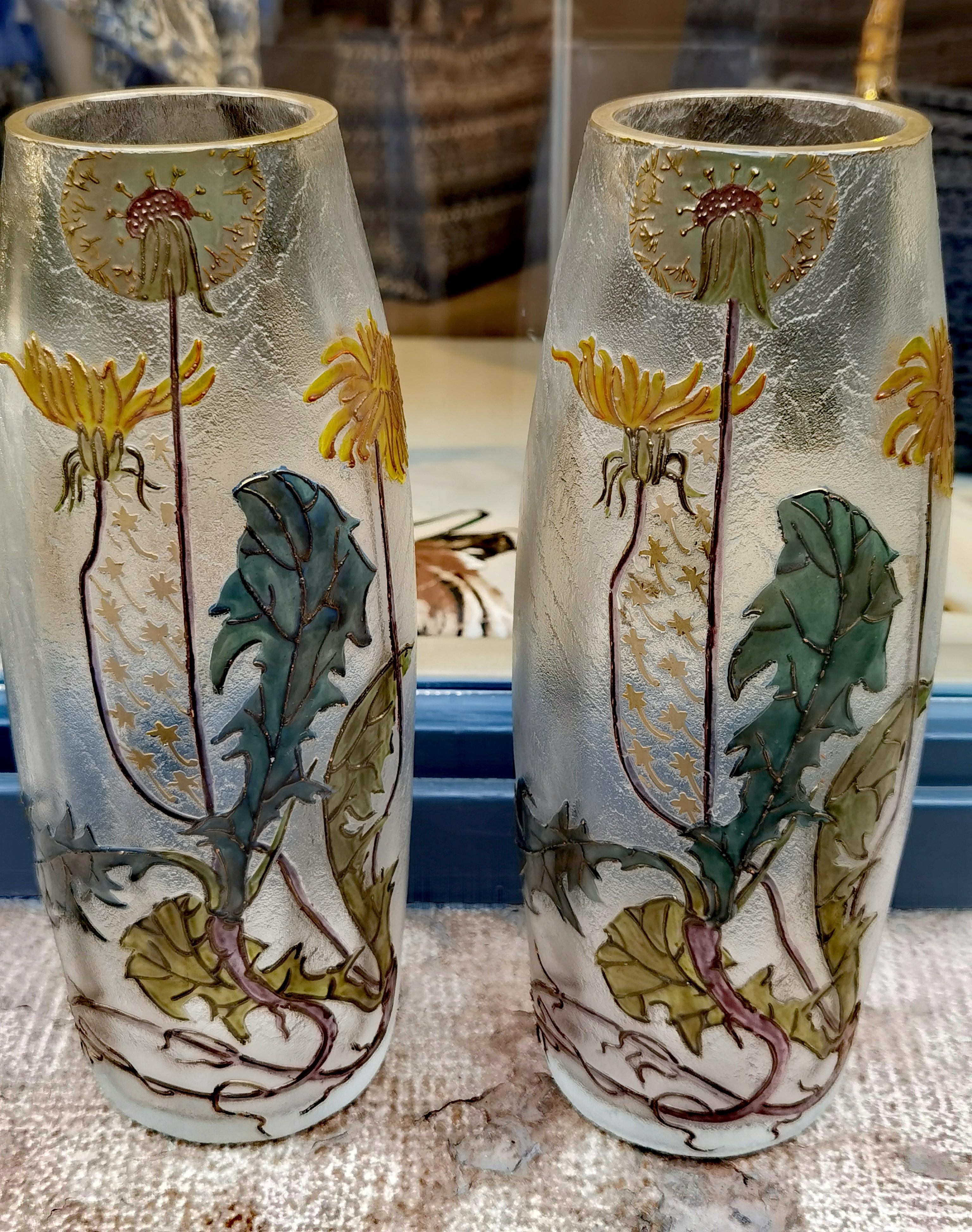 20th Century Pair of Art Nouveau Vases Legras Et Cie For Sale