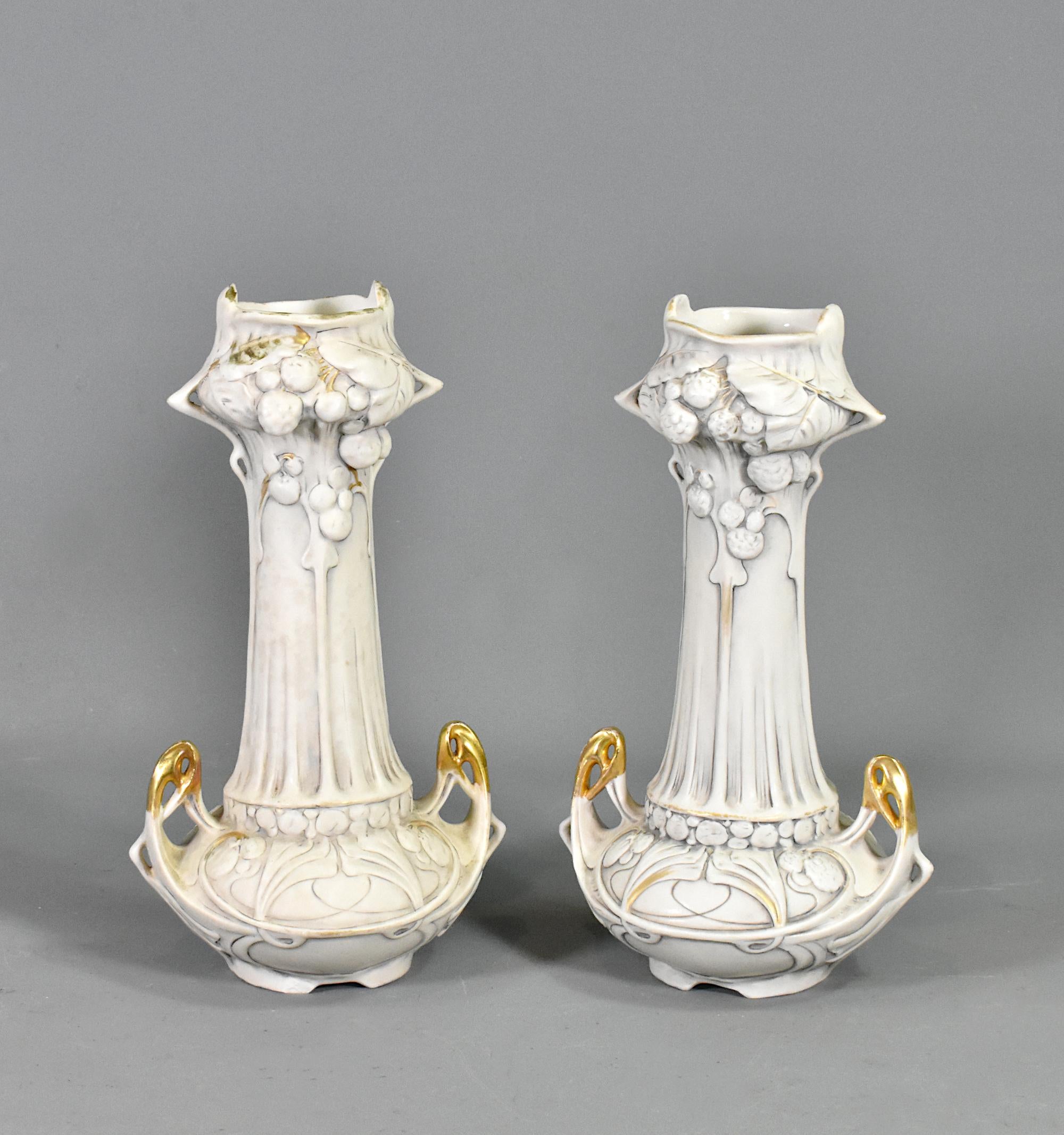 Other Pair of Art Nouveau Vases Royal Dux Bohemia For Sale
