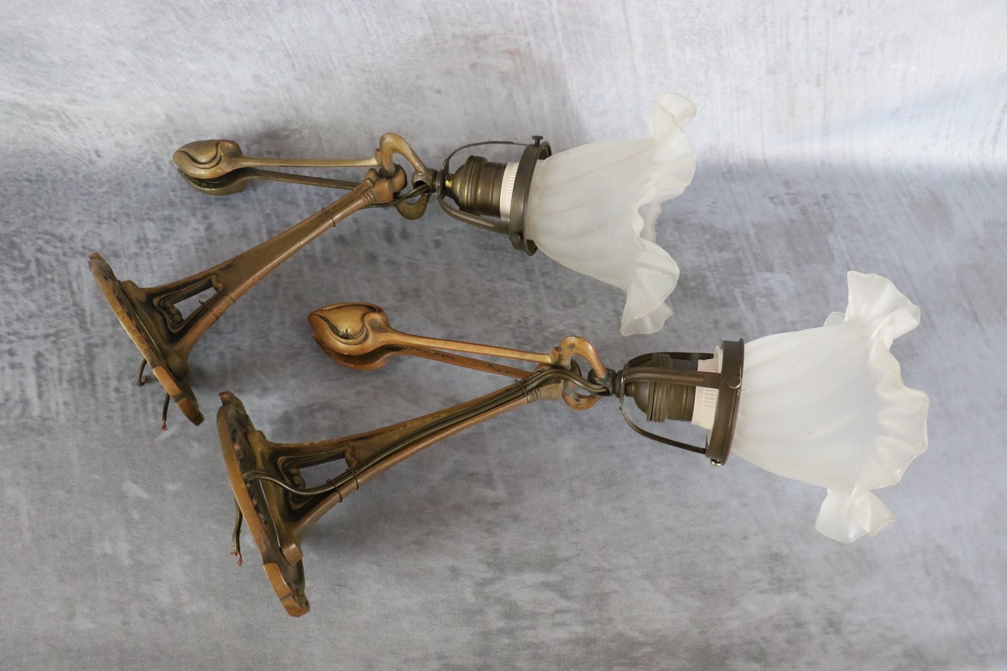 Pair of Art Nouveau Wall Lamps in the style of Hector Guimard France 5
