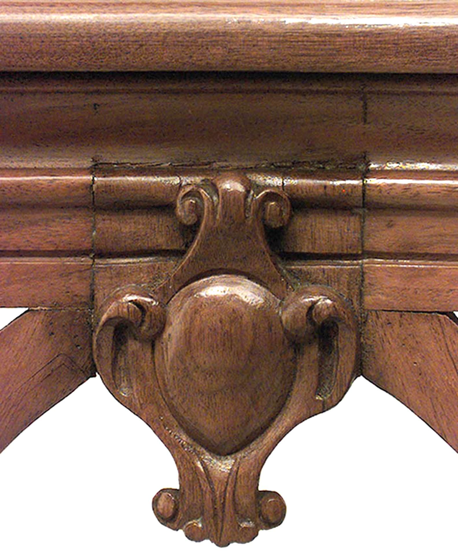 Pair of French Art Nouveau Walnut Console Tables In Good Condition In New York, NY