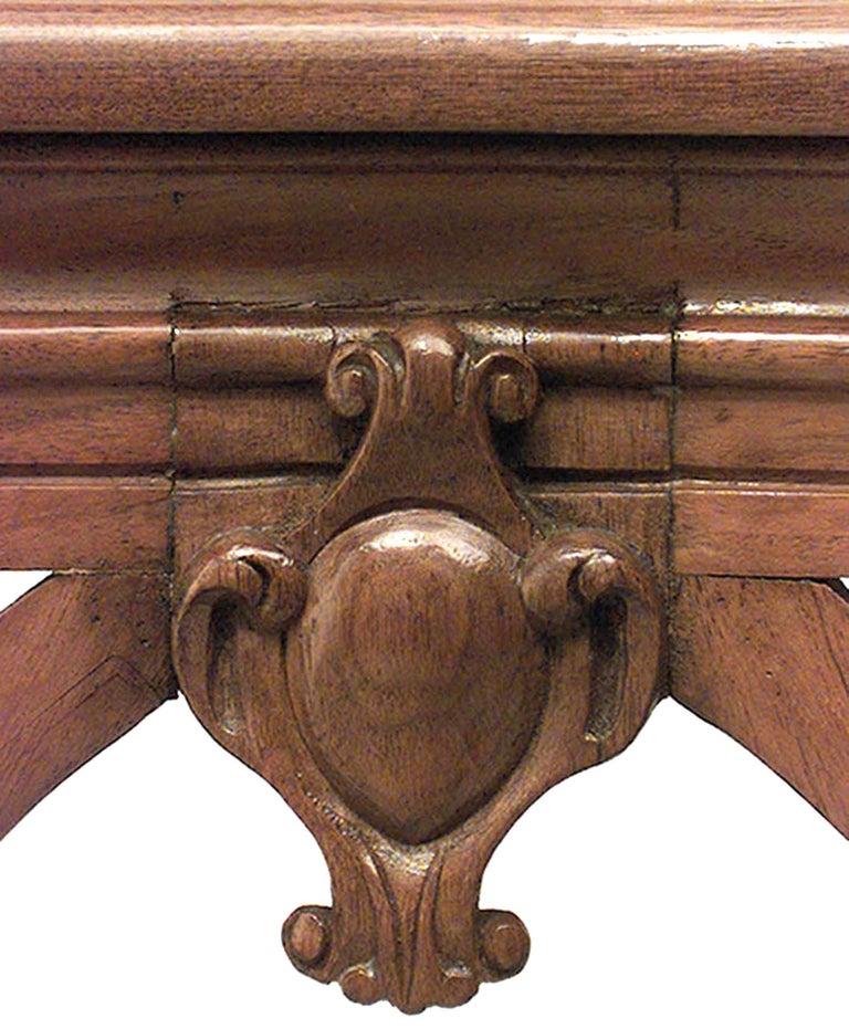 Pair of French Art Nouveau Walnut Console Tables In Good Condition For Sale In New York, NY