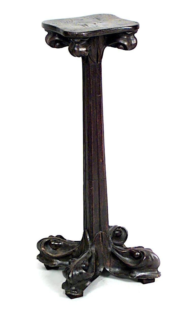 Pair of Art Nouveau Walnut Pedestals In Good Condition For Sale In Queens, NY