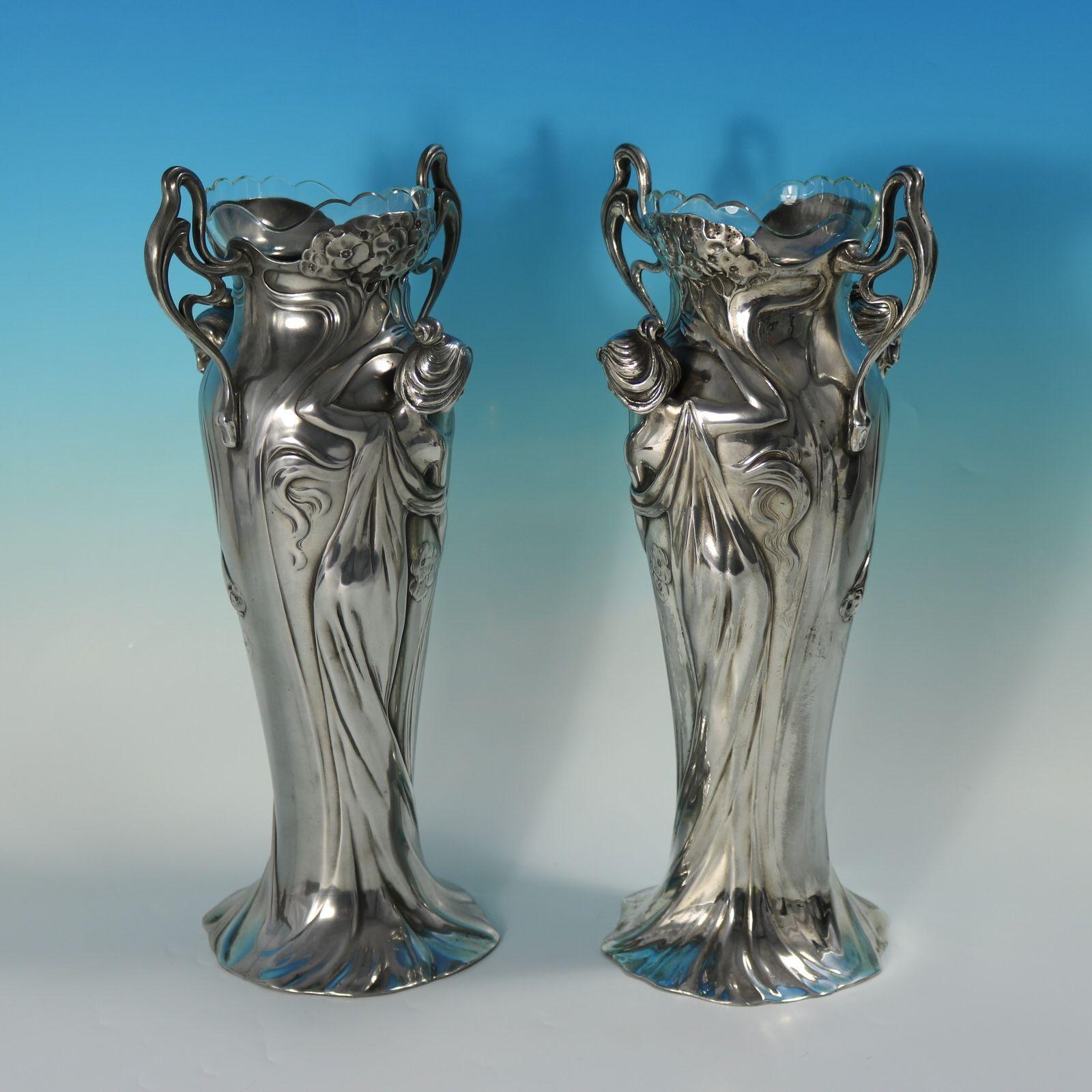 Inizio XX secolo Coppia di vasi da fanciulla in stile Art Nouveau WMF in vendita