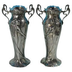 Pair of Art Nouveau WMF Maiden Vases