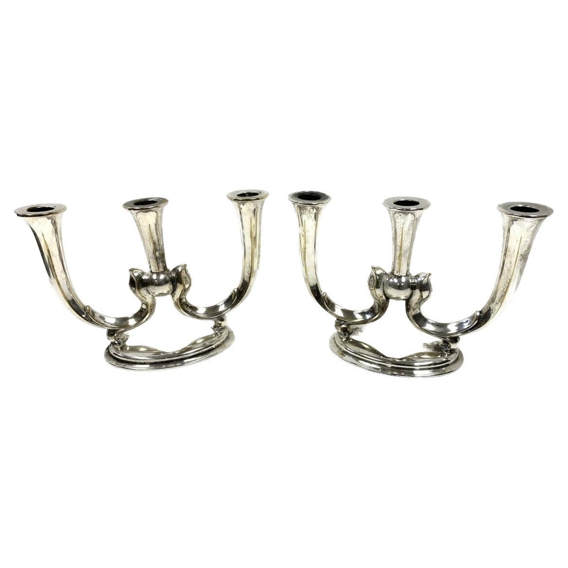 Pair Of Art Nouveau WMF Württembergische Metallwarenfabrik Candleholders