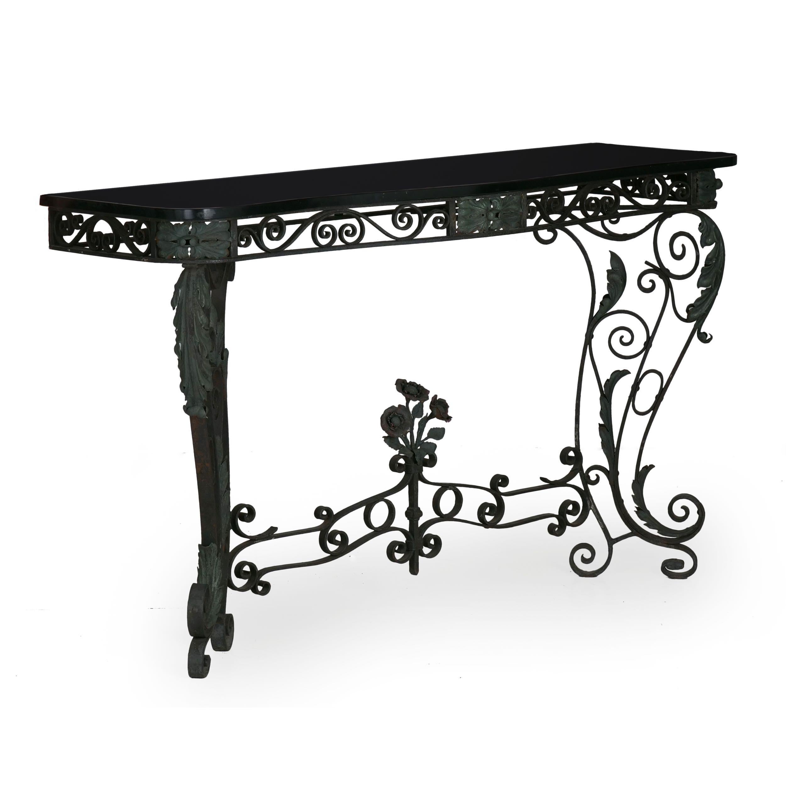 black wrought iron console table