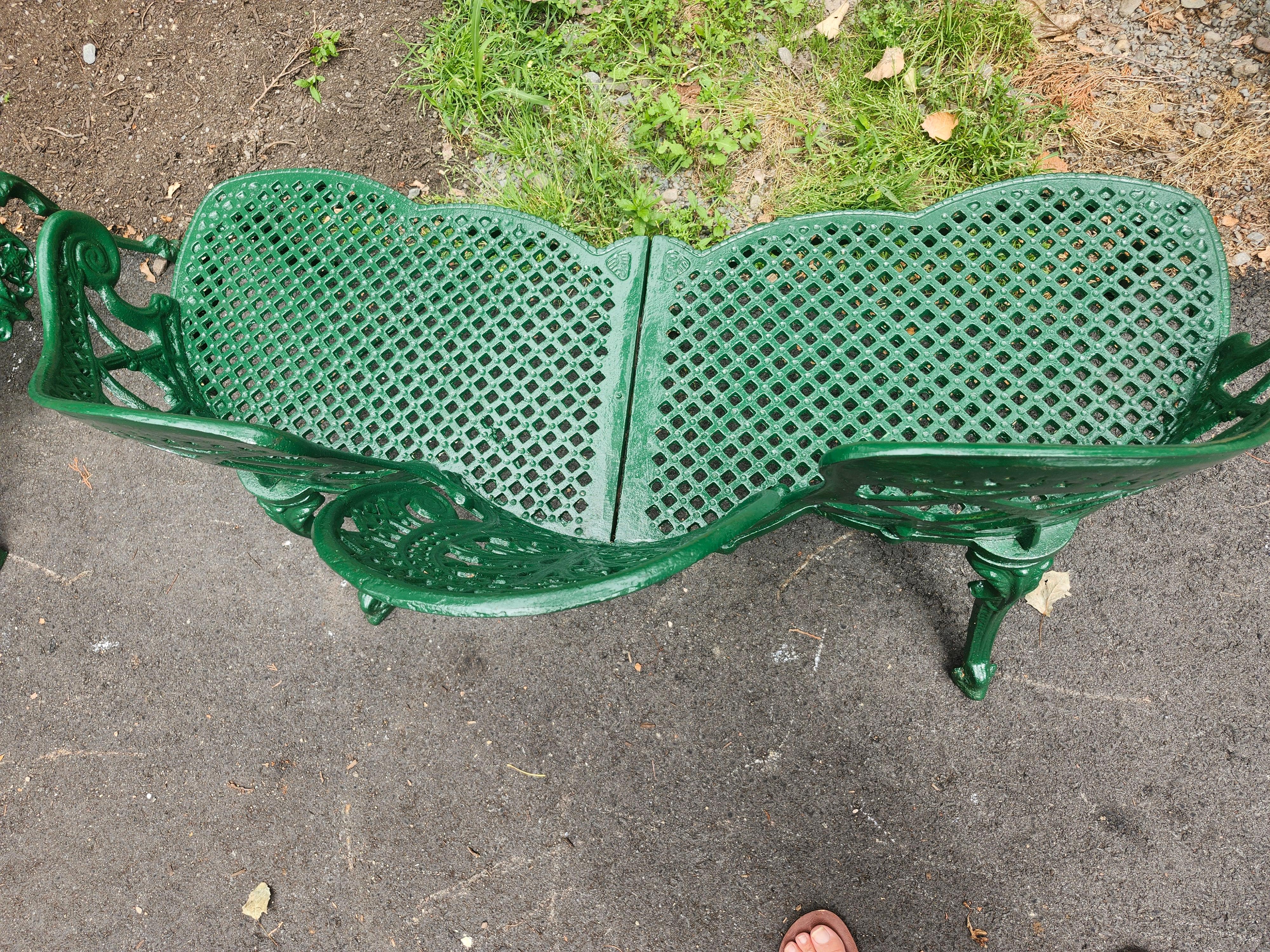 Coppia di panchine da giardino e da terrazzo in ghisa in stile Art Noveau in vendita 4