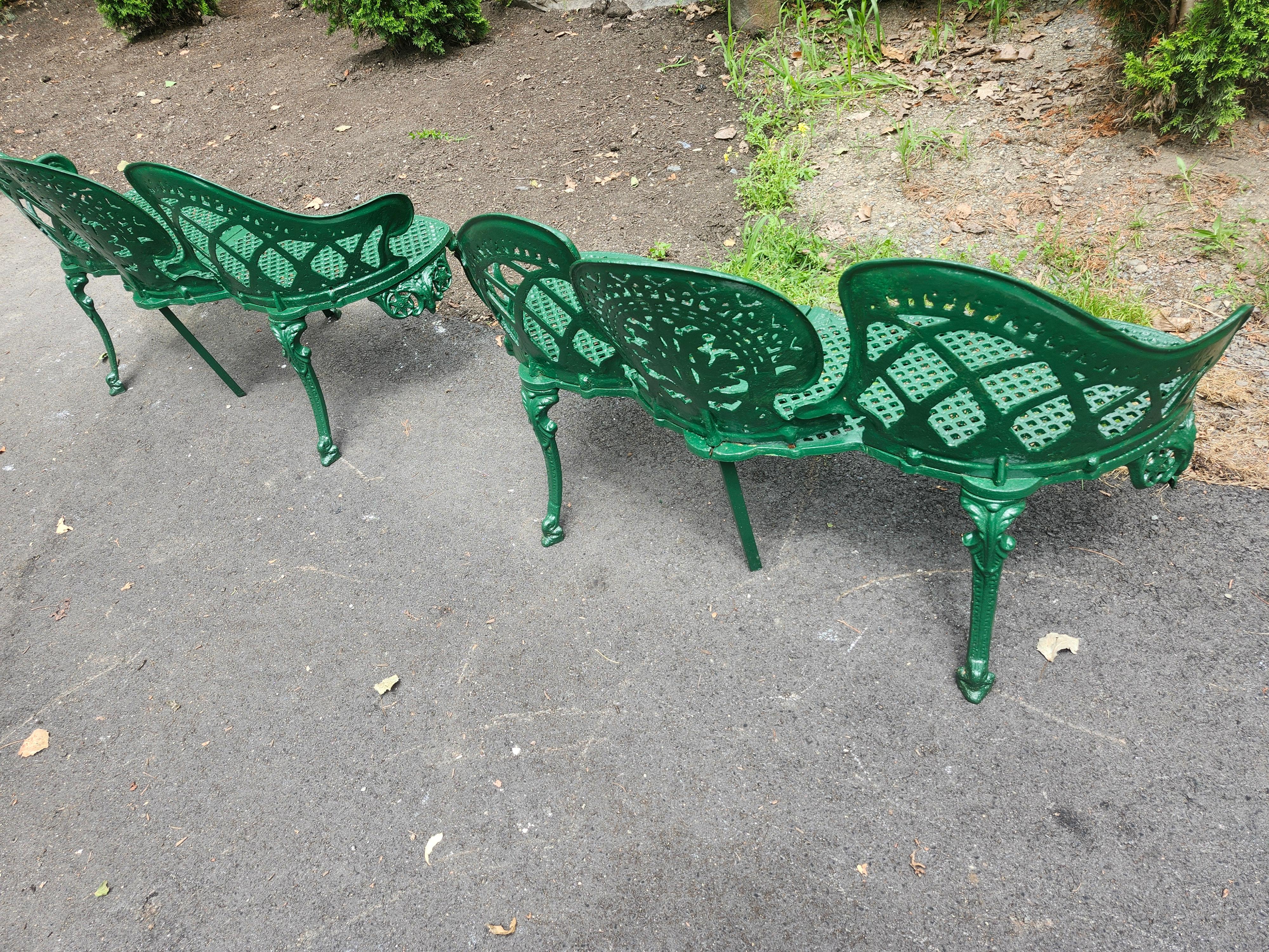 Coppia di panchine da giardino e da terrazzo in ghisa in stile Art Noveau in vendita 5