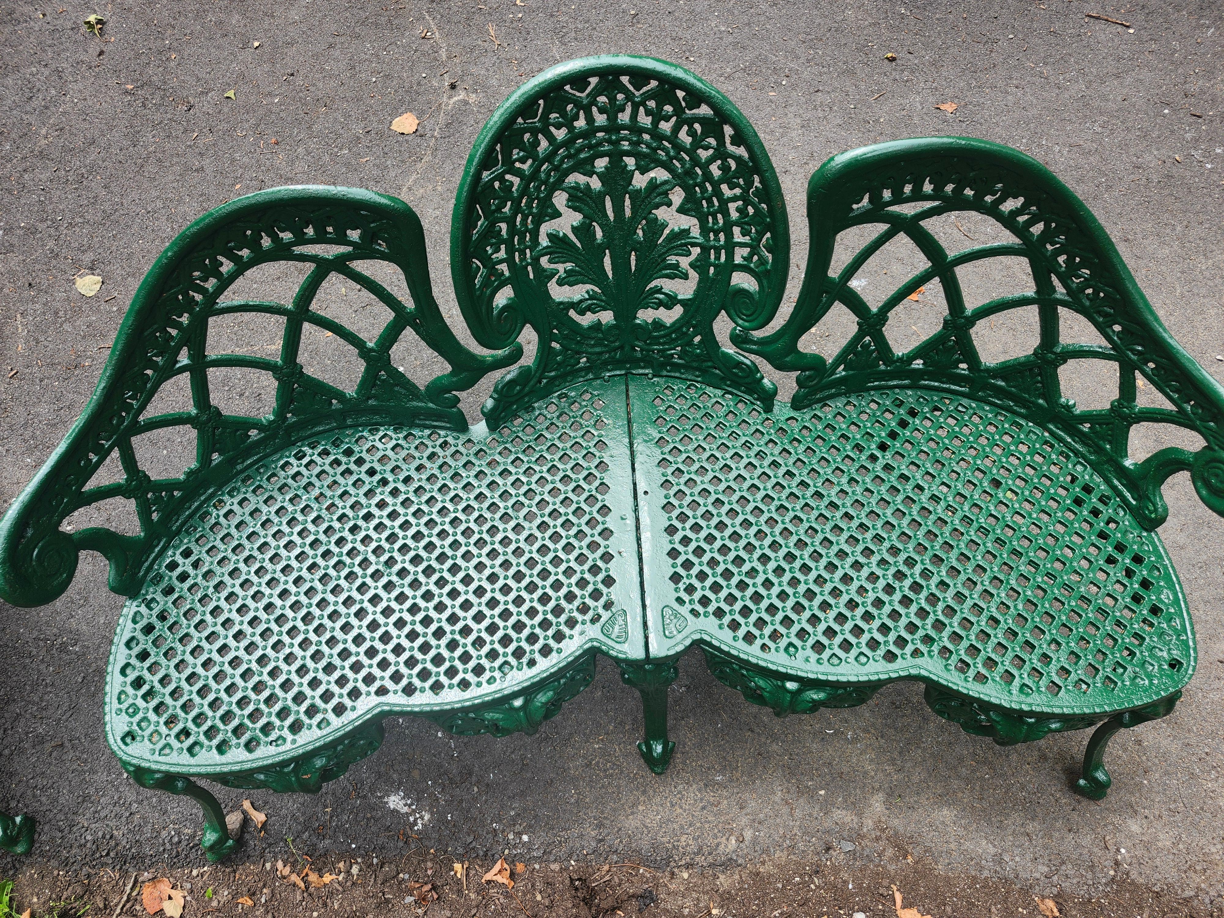 Coppia di panchine da giardino e da terrazzo in ghisa in stile Art Noveau in vendita 6