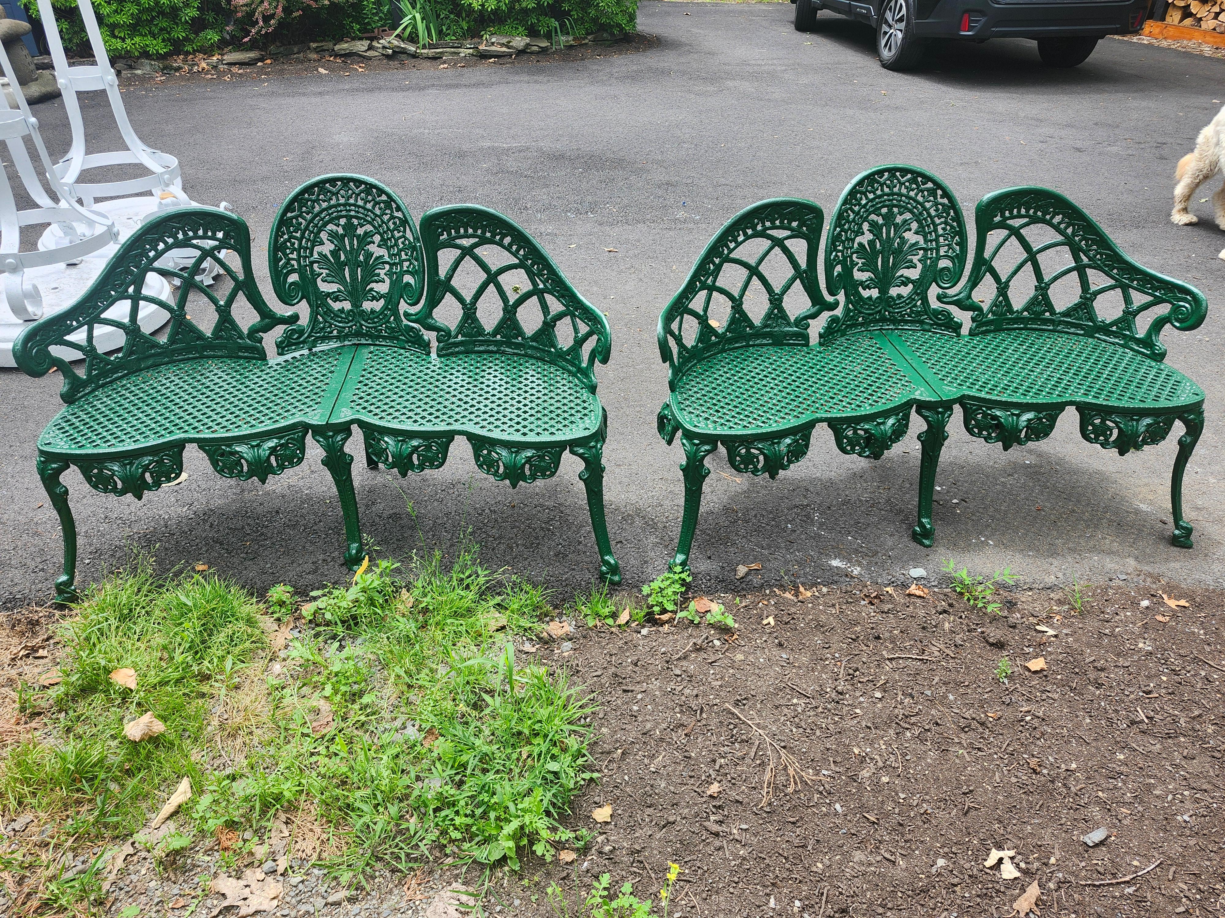 Coppia di panchine da giardino e da terrazzo in ghisa in stile Art Noveau in vendita 7