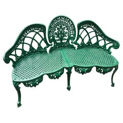 Pair of Art Noveau Style Cast Iron Garden & Patio Benches