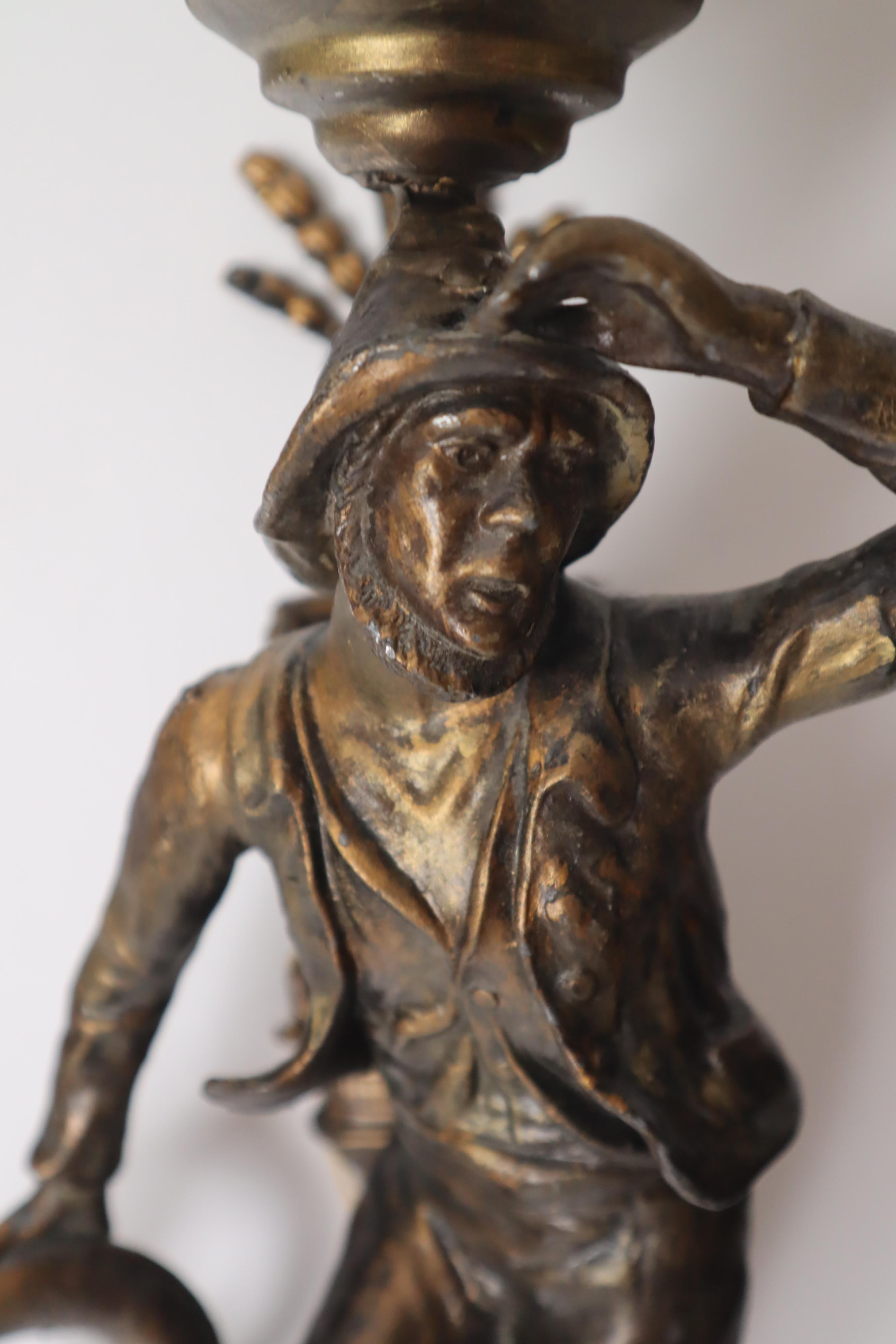 Coppia di appliques figurate Art Novo Marinaio e contadina 1890 circa Francia in vendita 7