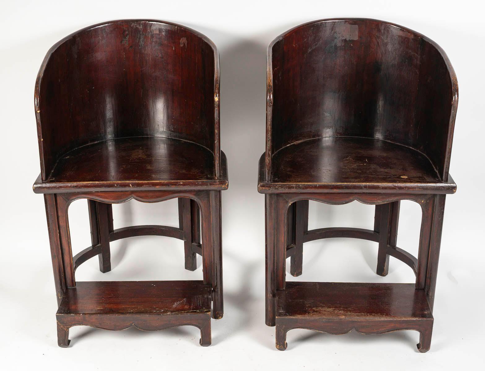20th Century Pair of Art of Asia Wooden Dignitary Armchairs with Footrests. For Sale