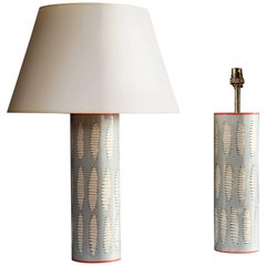 Pair of Art Pottery Lamps with Abstract Leaf Motif