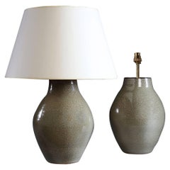 Pair of Art Pottery Lamps with Duck Egg Glaze