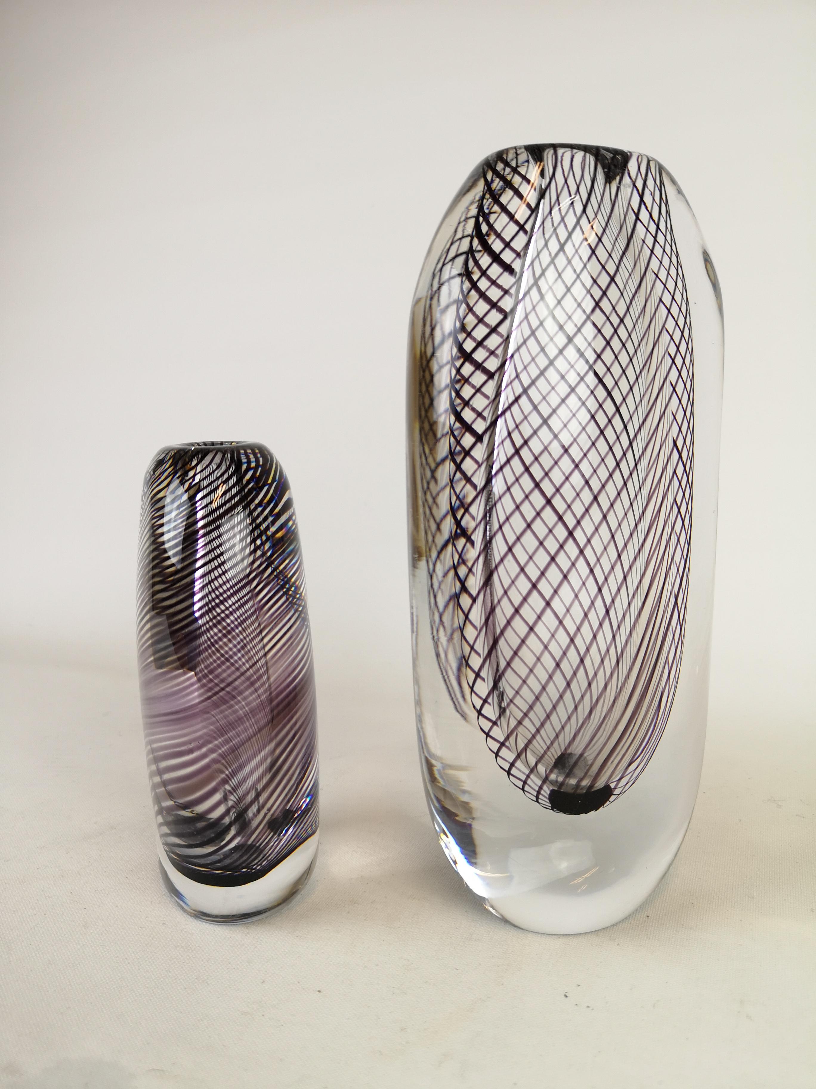 Mid-Century Modern Pair of Art Vases Kosta Vicke Lindstrand, 1950s, Sweden