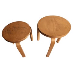 Pair of Artek #60 Mid Century Modern Stacking Tables Stools by Alvar Aalto C1950