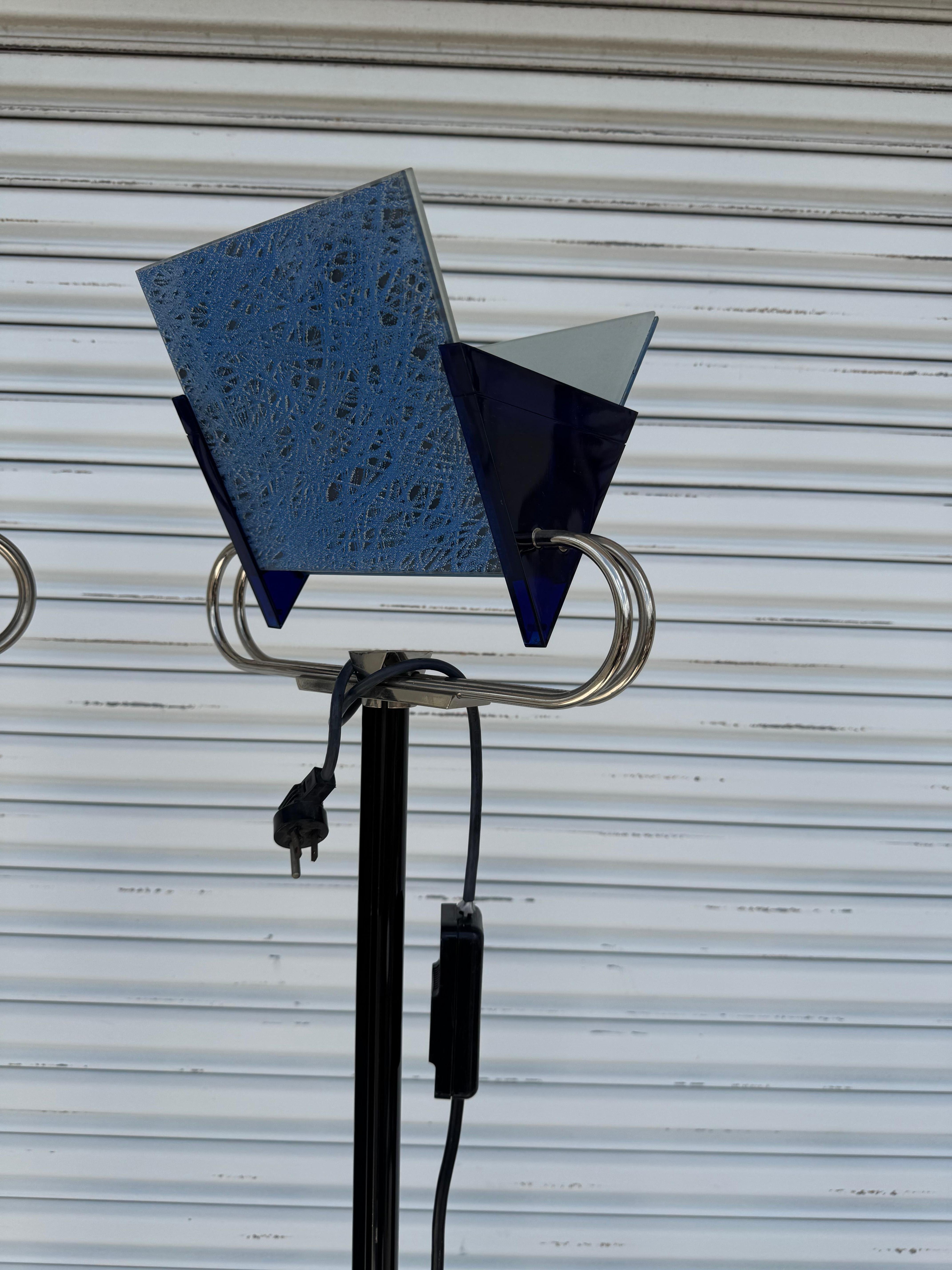 Pair Of Arteluce Memphis Style Floor Lamps In Good Condition For Sale In Pasadena, TX