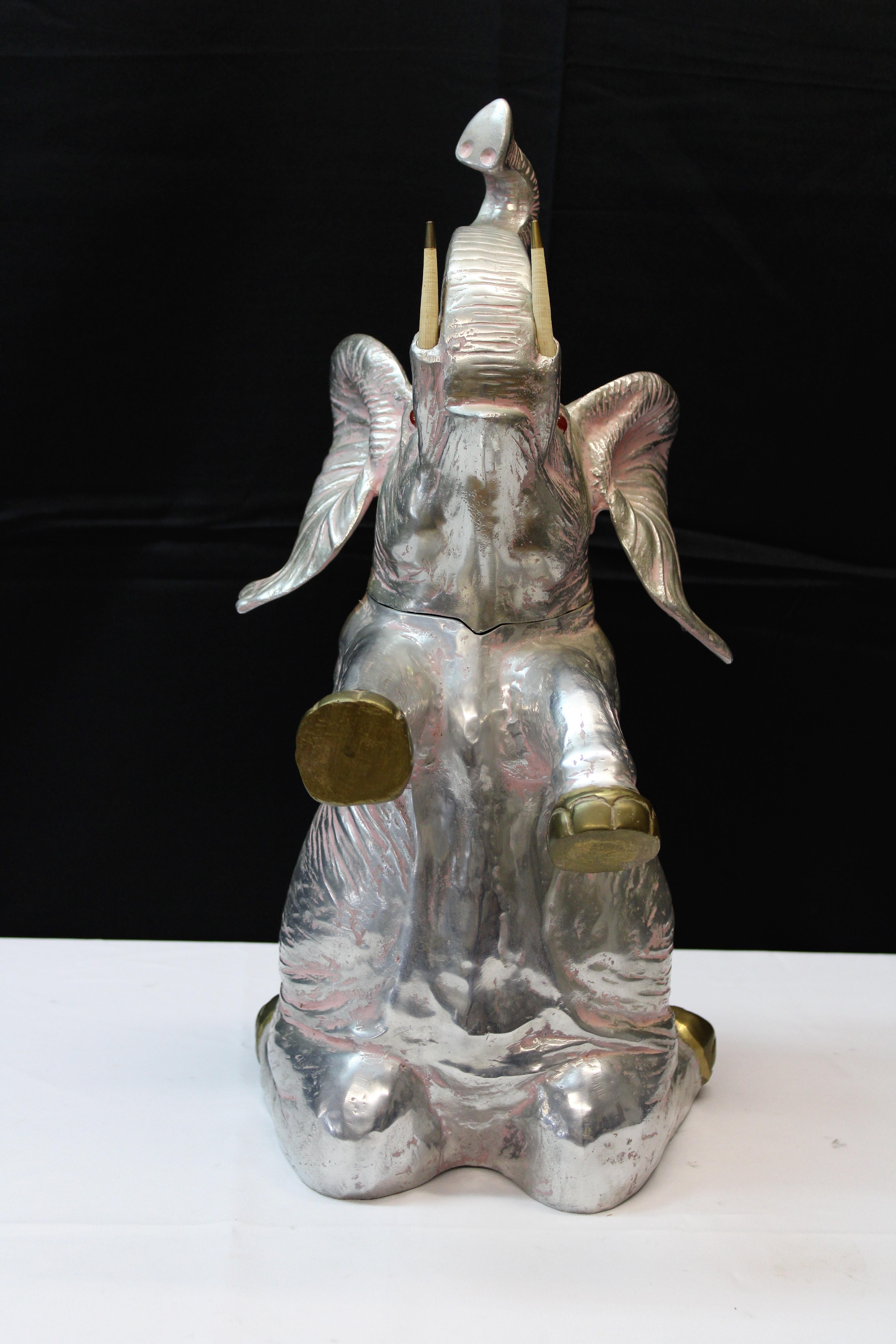 Pair of Arthur Court Elephant Aluminum & Brass Wine Coolers 2
