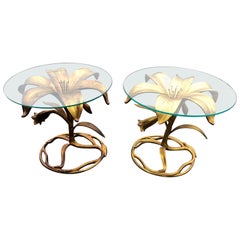 Pair of Arthur Court Gilt Lily Tables