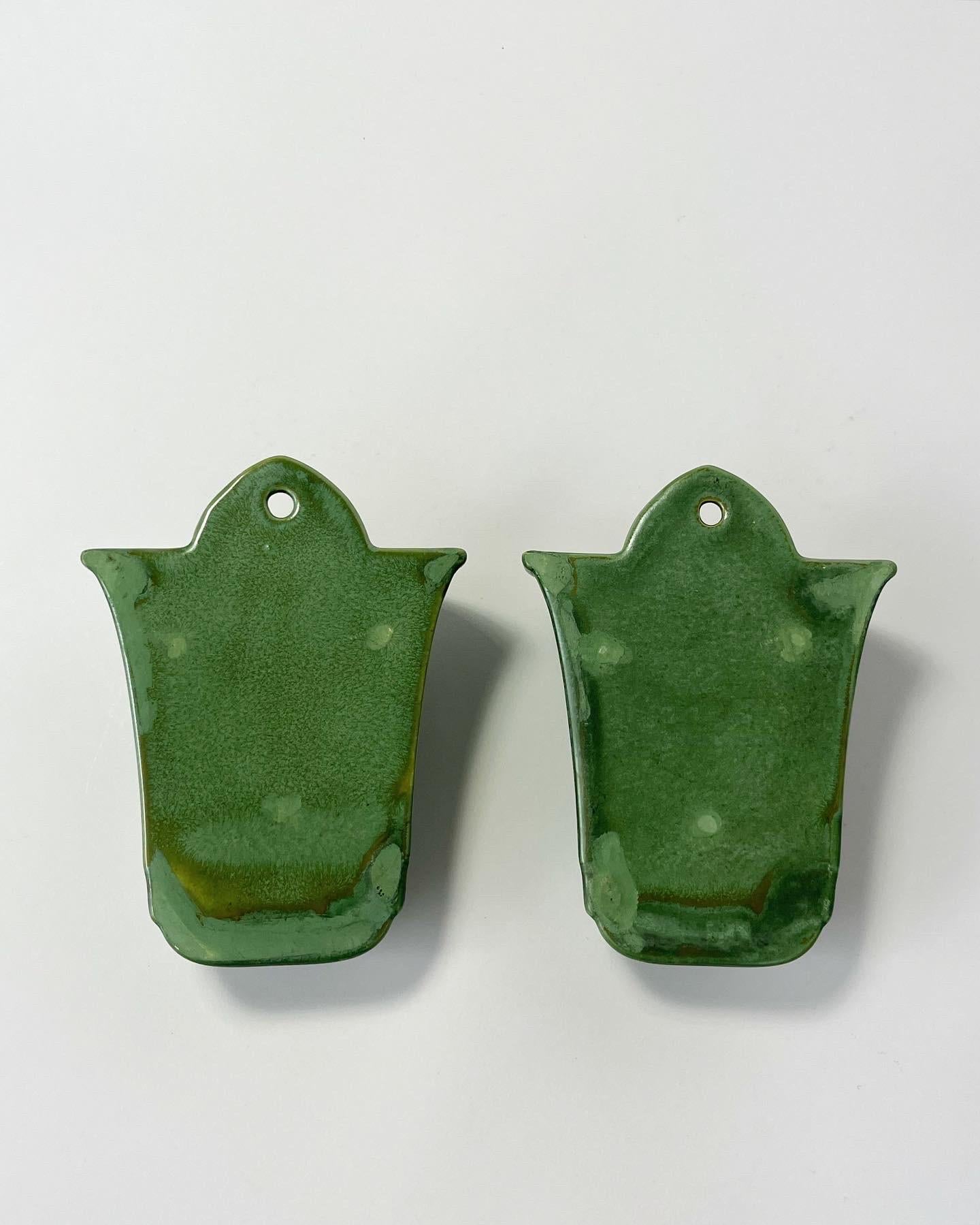 Pair of Arthur Percy Wall Vases for Gefle Ceramics Sweden 1930s 1