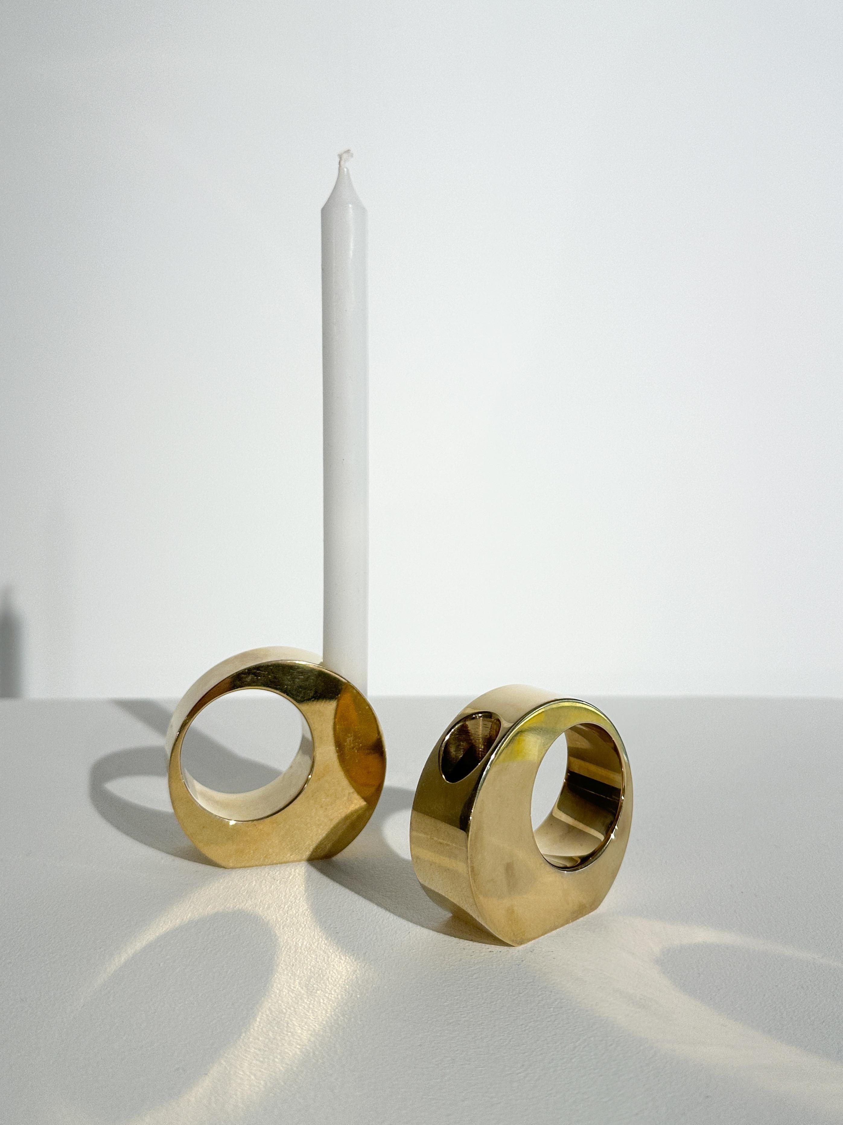 Pair of Arthur Pettersson Candle Holders Brass Candle Sticks Arthur Pe Kolbäck In Good Condition For Sale In Basel, BS