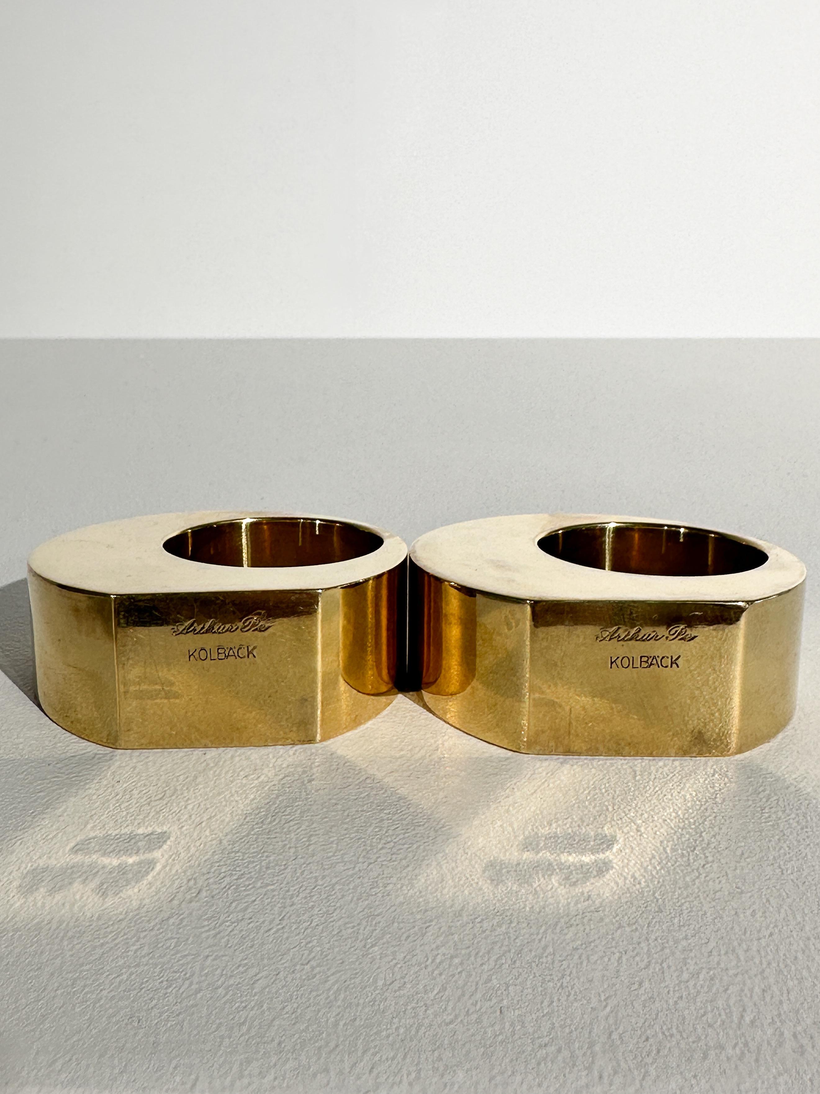 Pair of Arthur Pettersson Candle Holders Brass Candle Sticks Arthur Pe Kolbäck For Sale 2