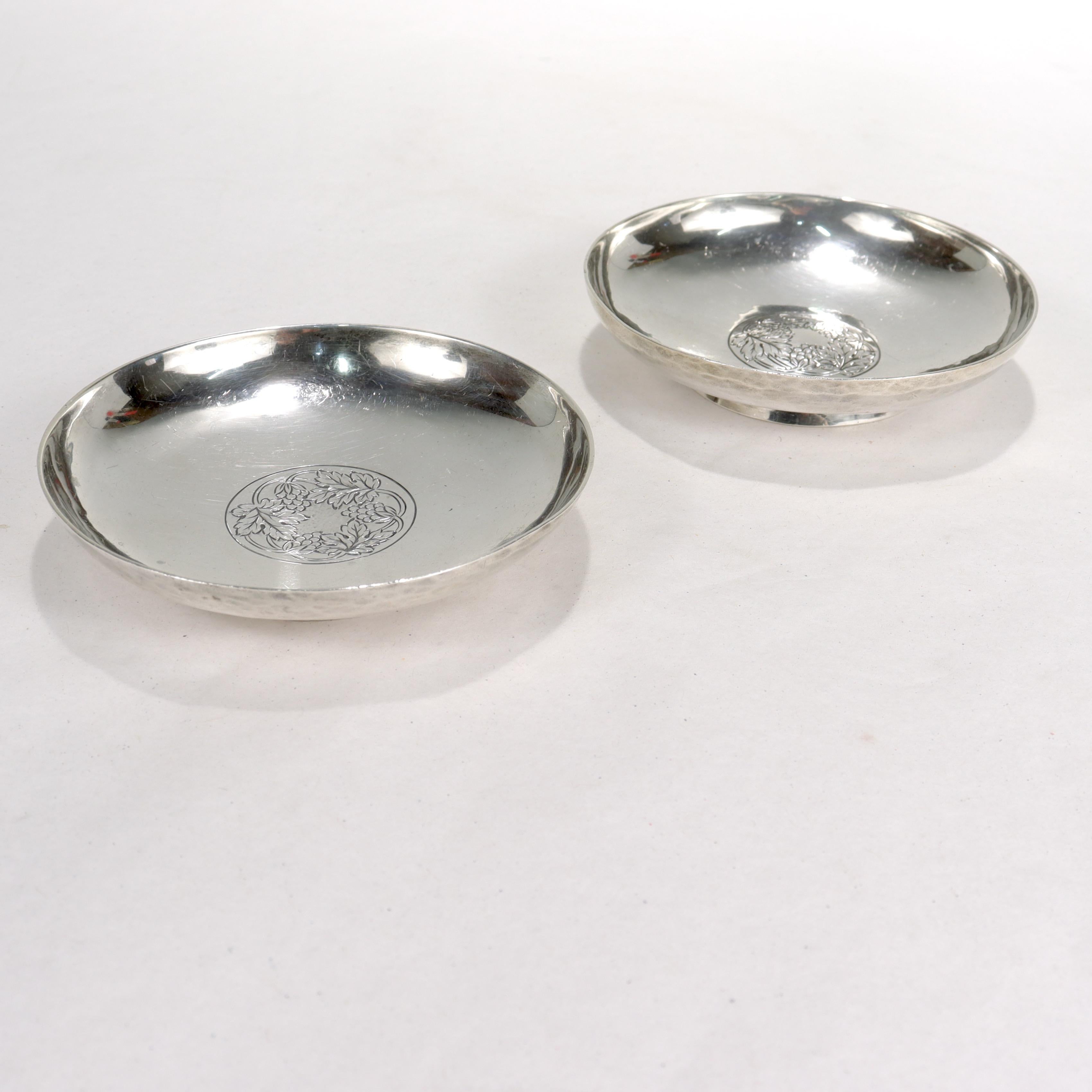 Arts and Crafts Pair of Arthur Stone American Arts & Crafts Sterling Silver Olive or Nuts Dishes For Sale