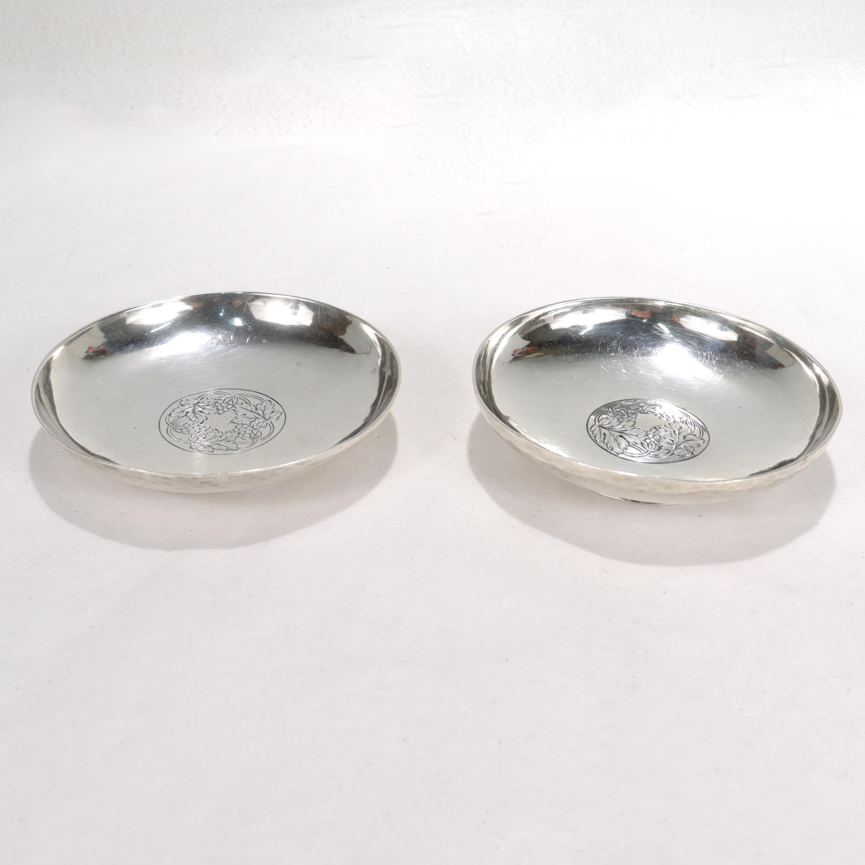 Women's or Men's Pair of Arthur Stone American Arts & Crafts Sterling Silver Olive or Nuts Dishes For Sale