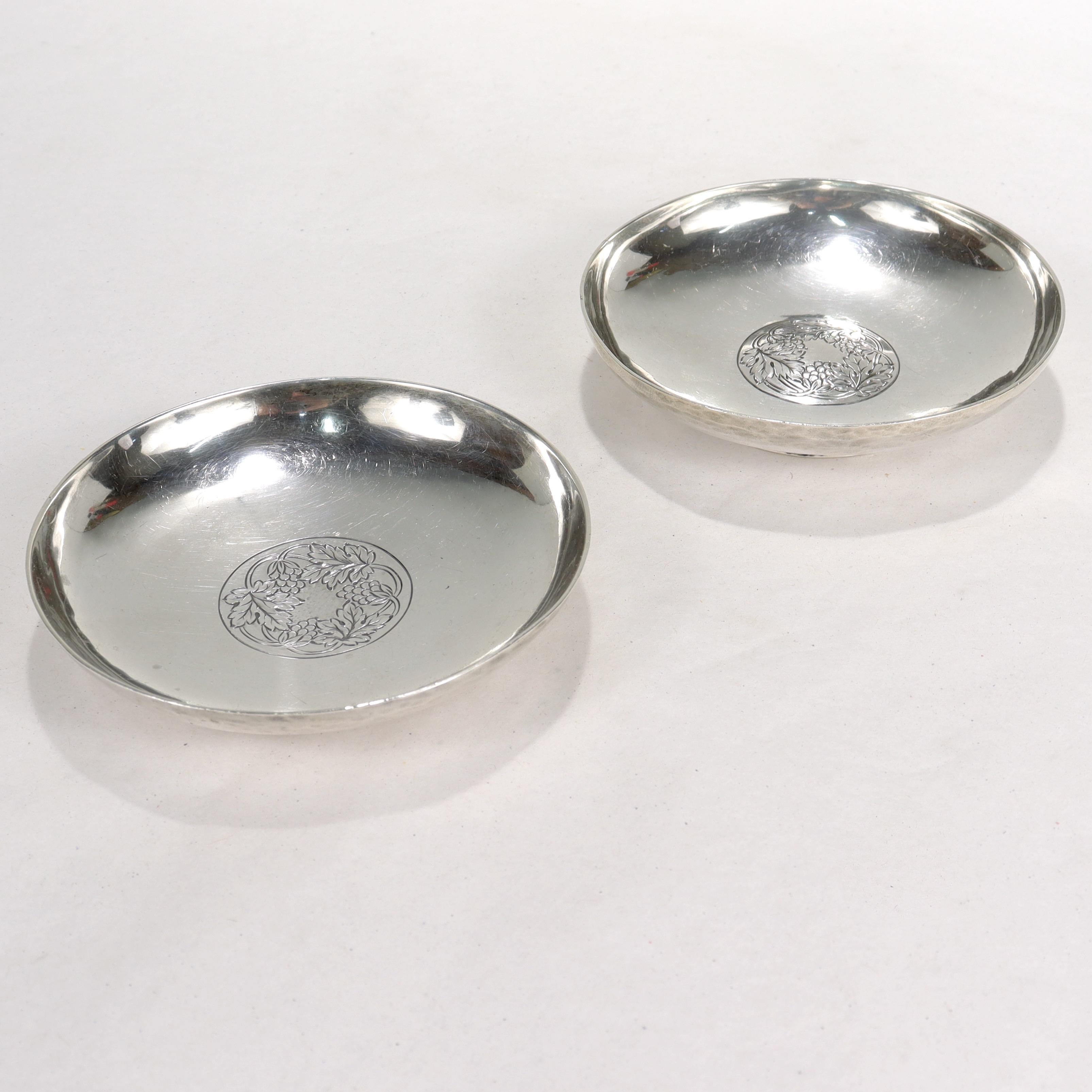 Pair of Arthur Stone American Arts & Crafts Sterling Silver Olive or Nuts Dishes For Sale 1