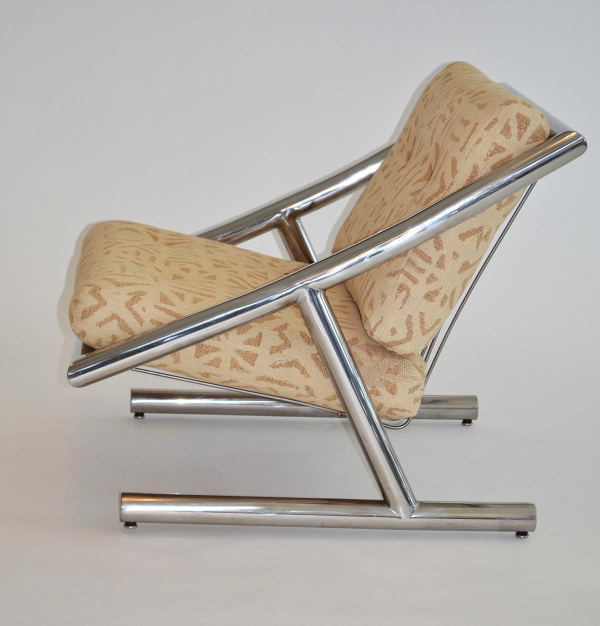 Pair of Arthur Umanoff Chrome Lounge Chairs, Directional, 1970s In Good Condition In Ft Lauderdale, FL