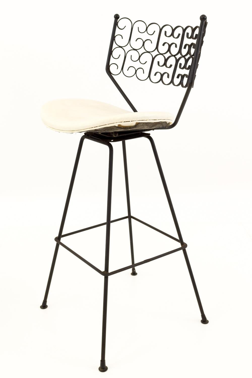 Mid-Century Modern Pair of Arthur Umanoff for Shaver Howard Mid Century Iron Bar Stools For Sale