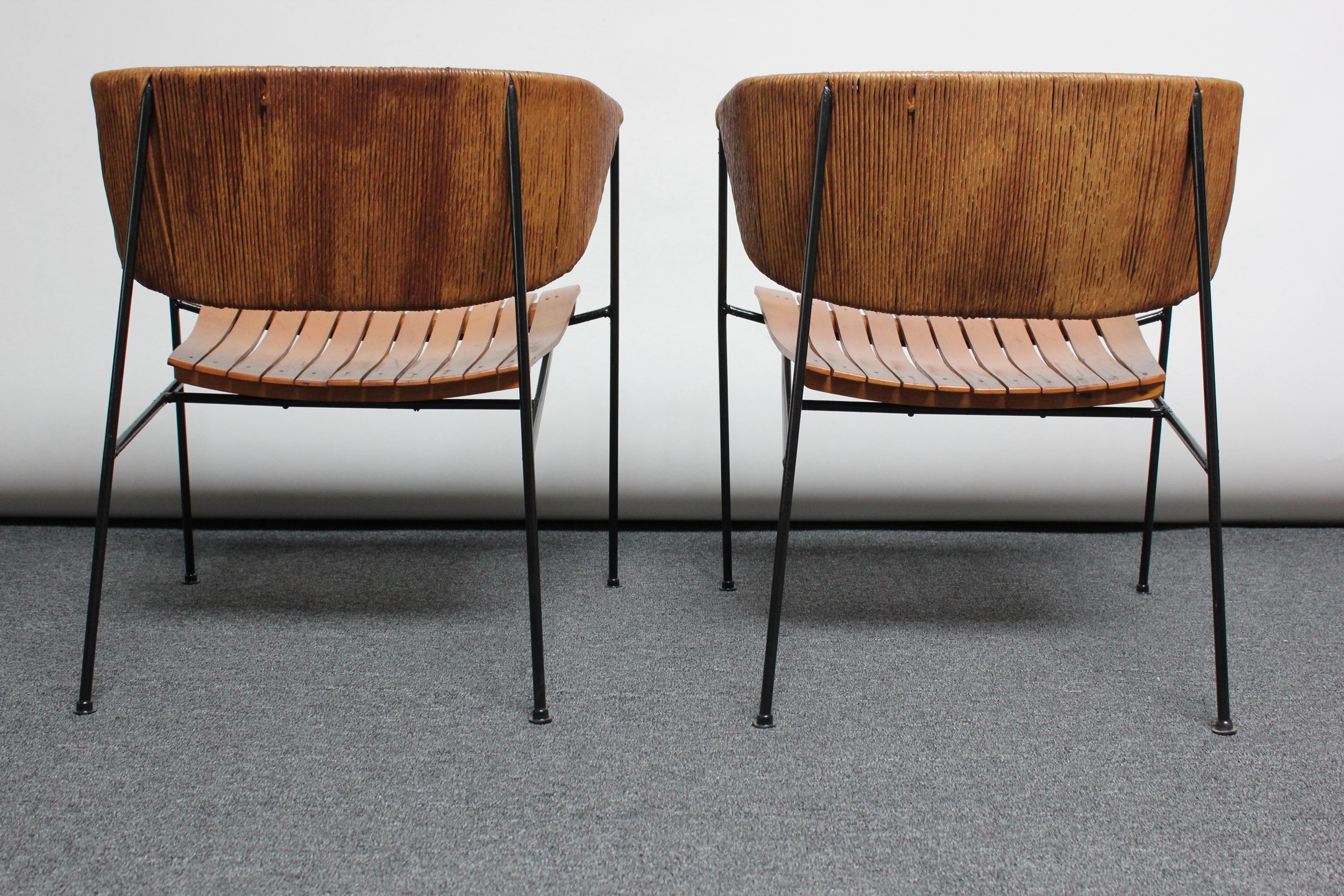 Pair of Arthur Umanoff for Shaver Howard Modernist Lounge Chairs with Side Table 4