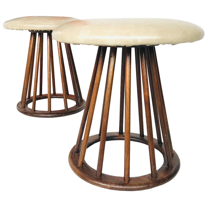 Pair of Arthur Umanoff Midcentury Spindle Stools