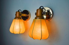 Coppia di applique articolate "Cocoon Lights" in resina e pino, Italia, 1970