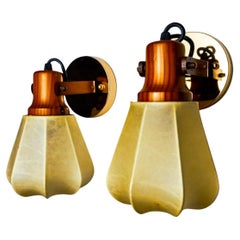 Pair of articulated "Cocoon" wall lights in resin and pine, Italy, 1970