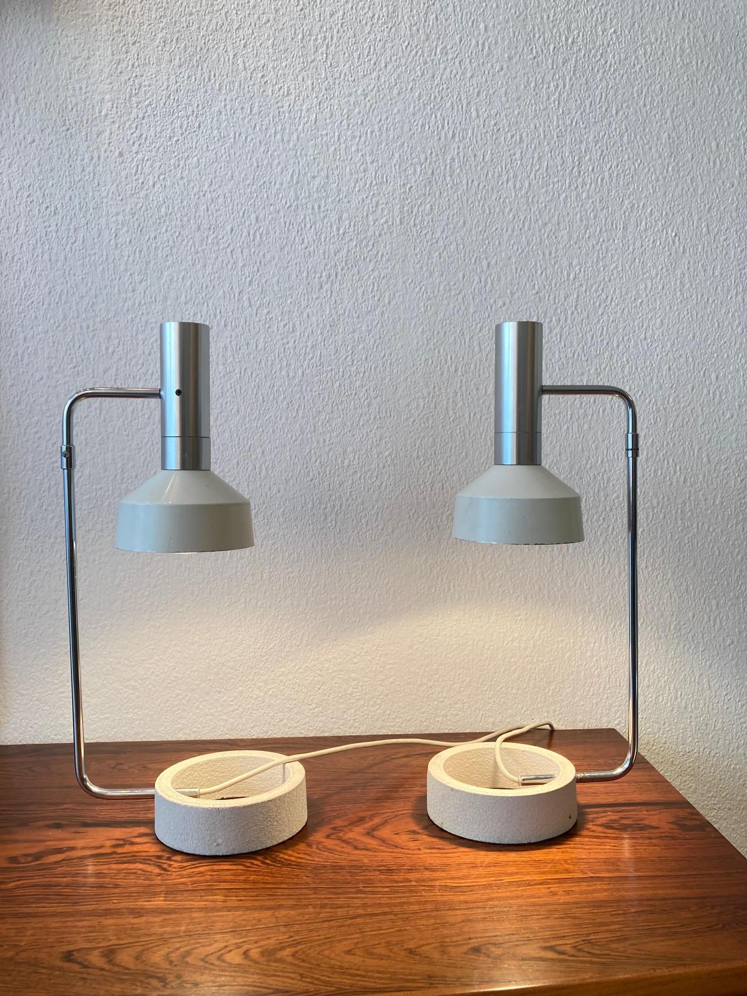 Swiss Pair of Articulated Minilux Table Lamp by Baltensweiler AG, Switzerland ca. 1960