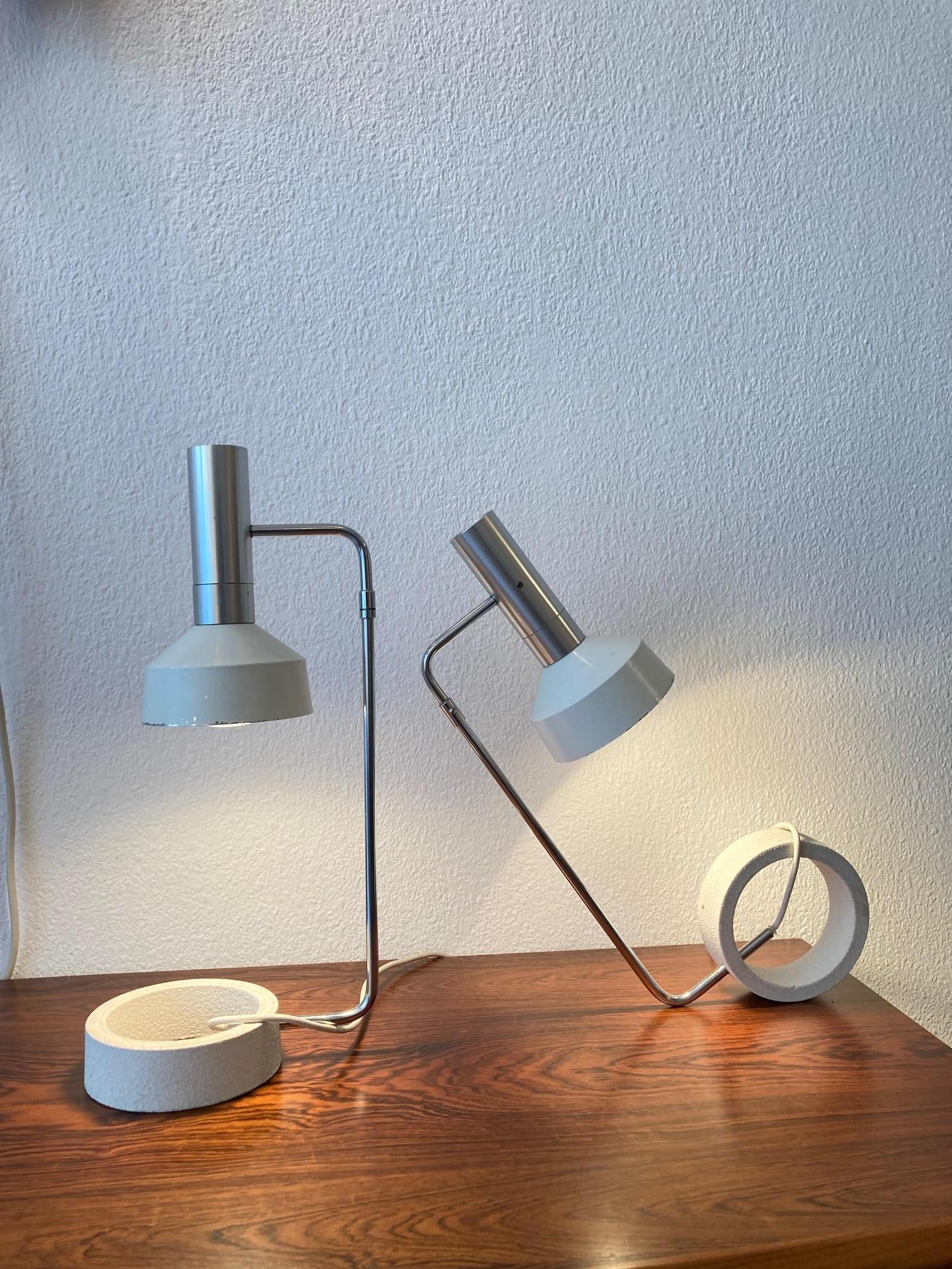 Aluminum Pair of Articulated Minilux Table Lamp by Baltensweiler AG, Switzerland ca. 1960