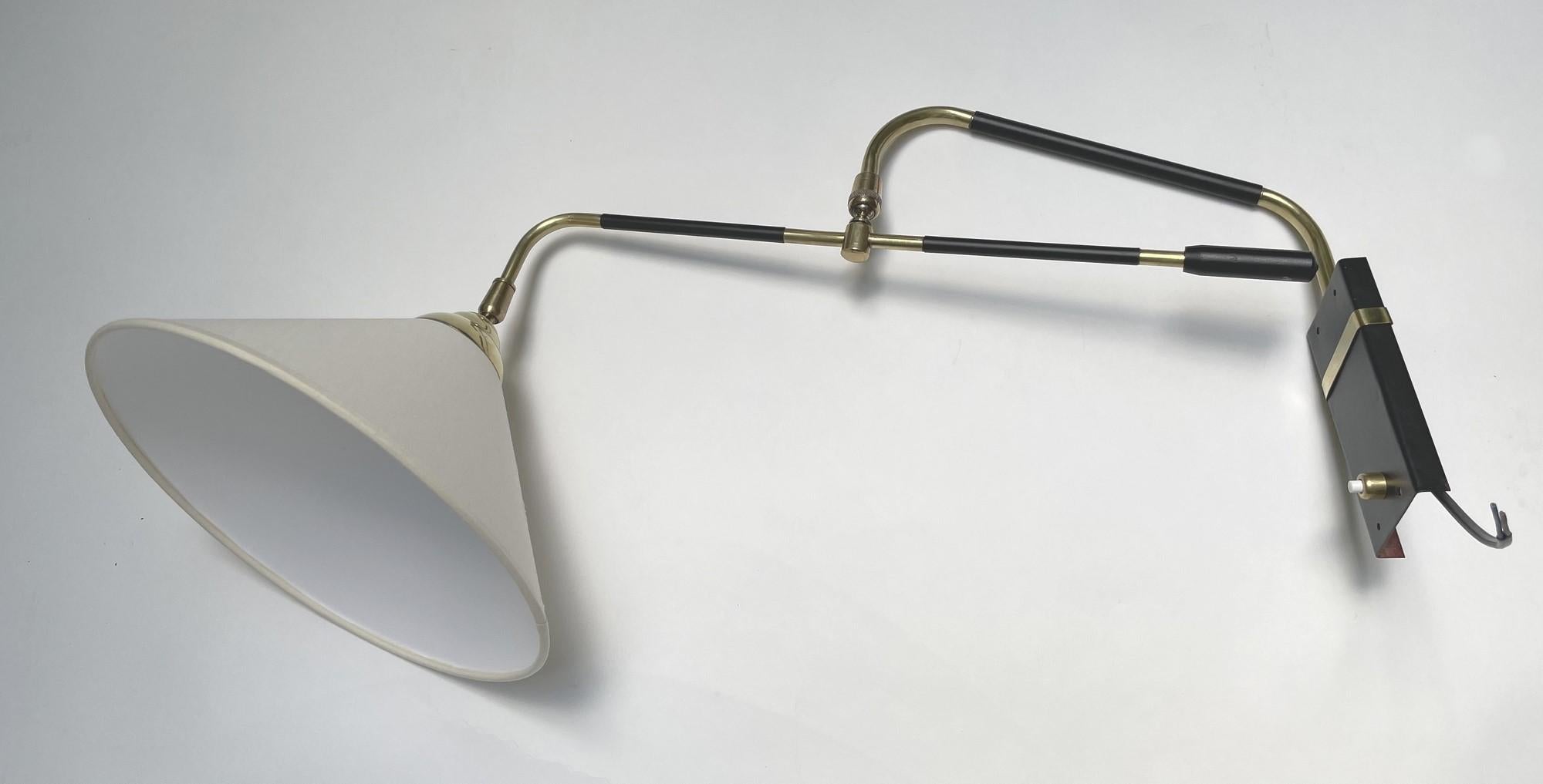 Mid-Century Modern Pair of Articulated Sconces, France, circa 1950