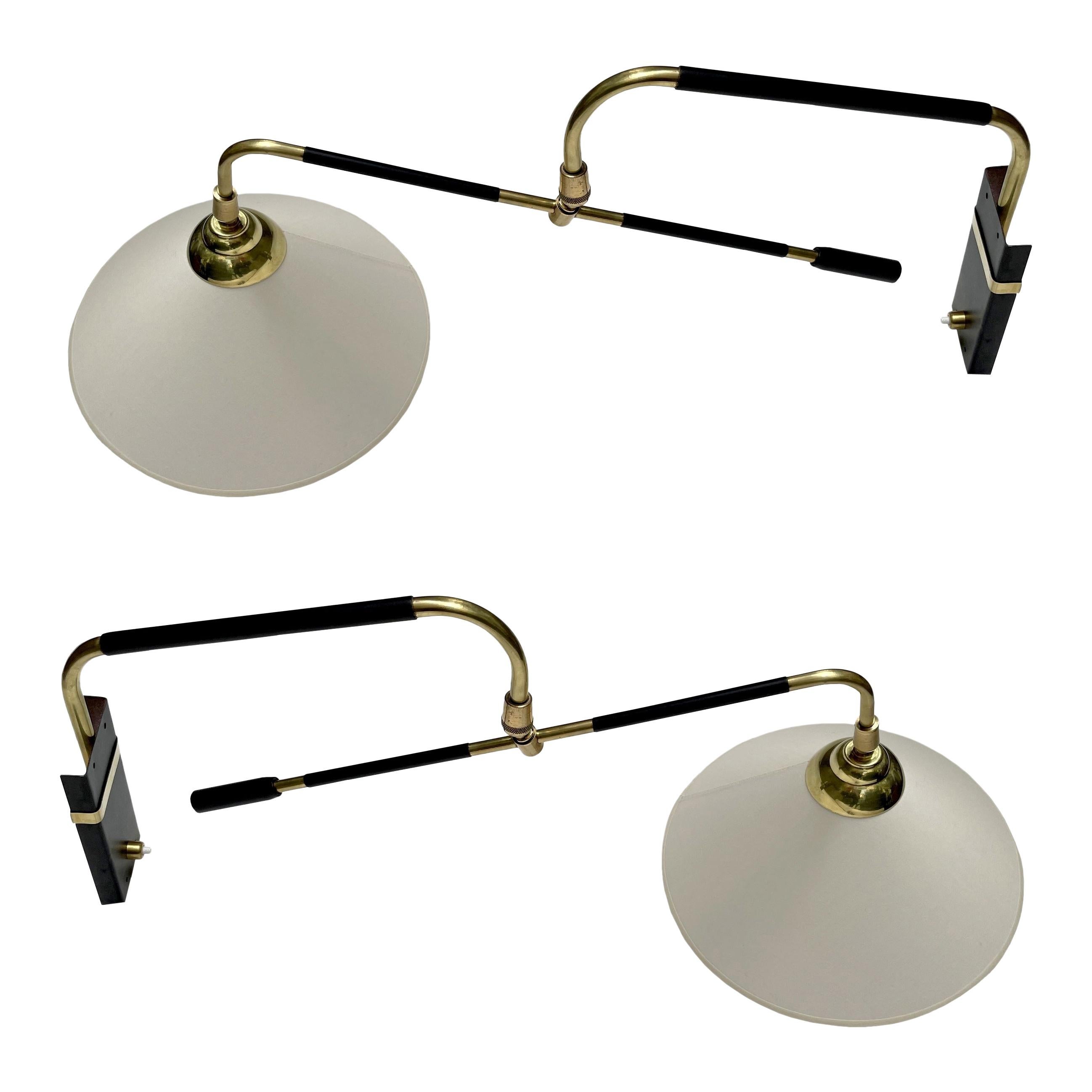 Pair of Articulated Sconces, France, circa 1950