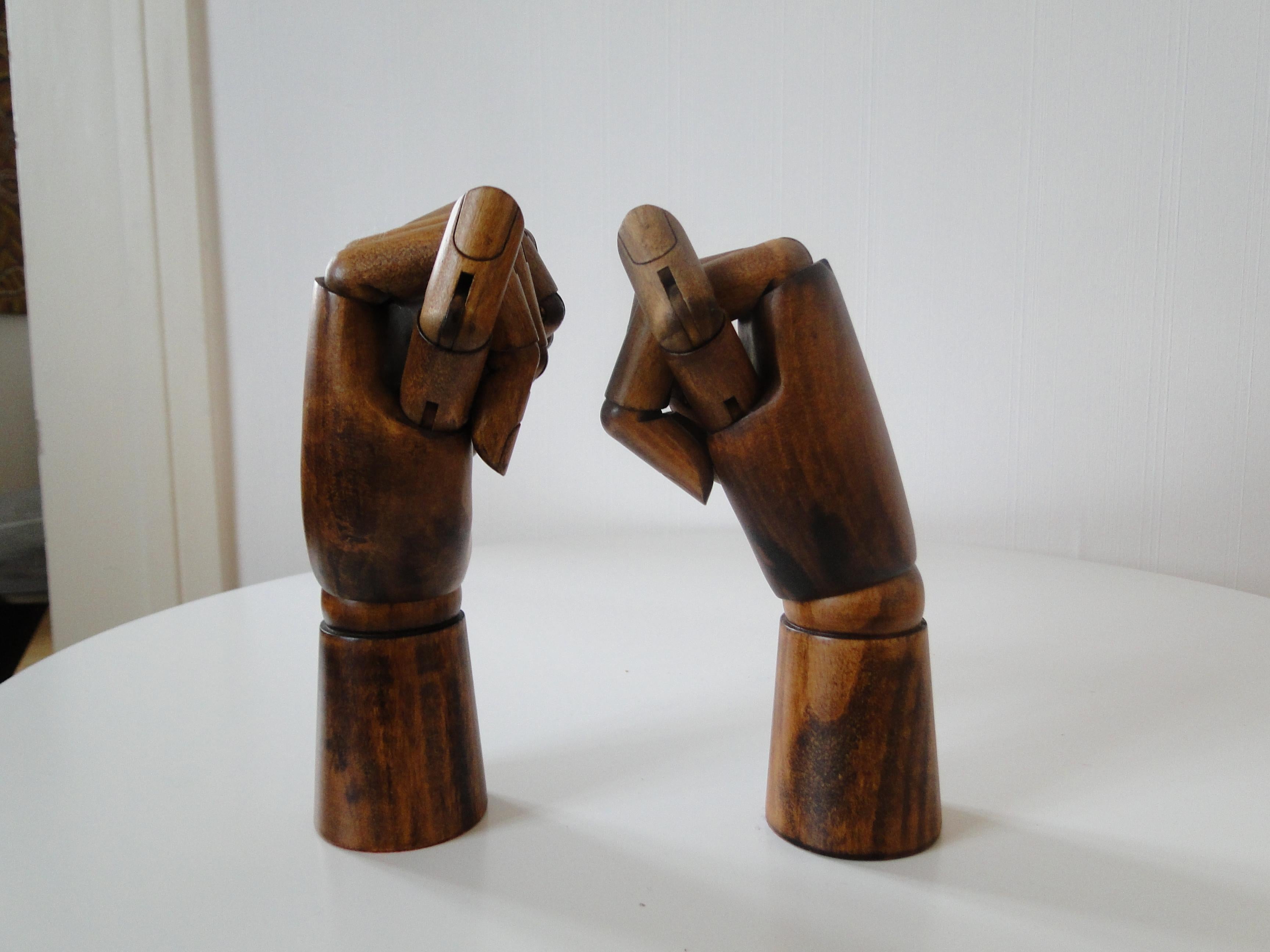 Pair of articulated wooden hands 2