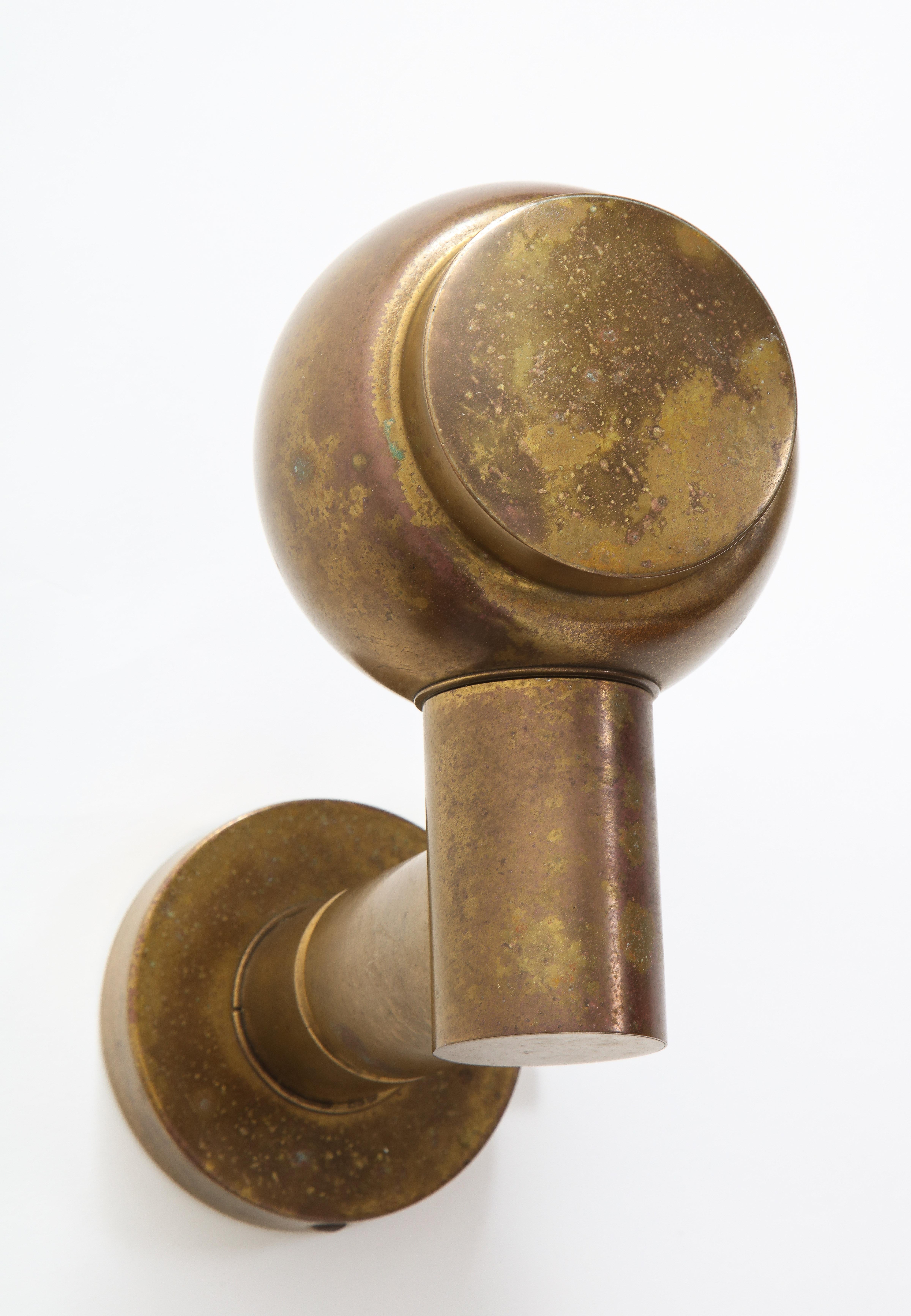 Mid-Century Modern Pair of Articulating 1950s French Brass Sconces with Antique Patina