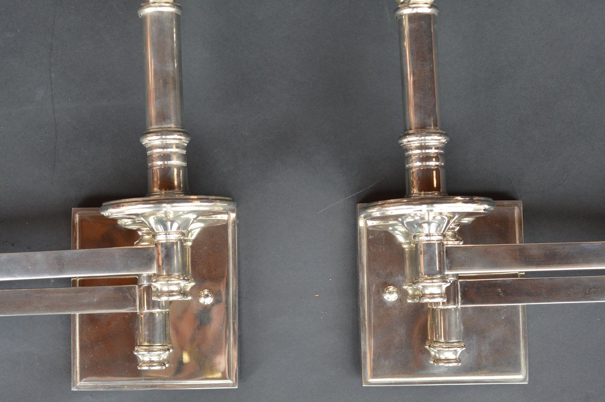 Pair of Articulating Nickel Sconces In Good Condition For Sale In Los Angeles, CA