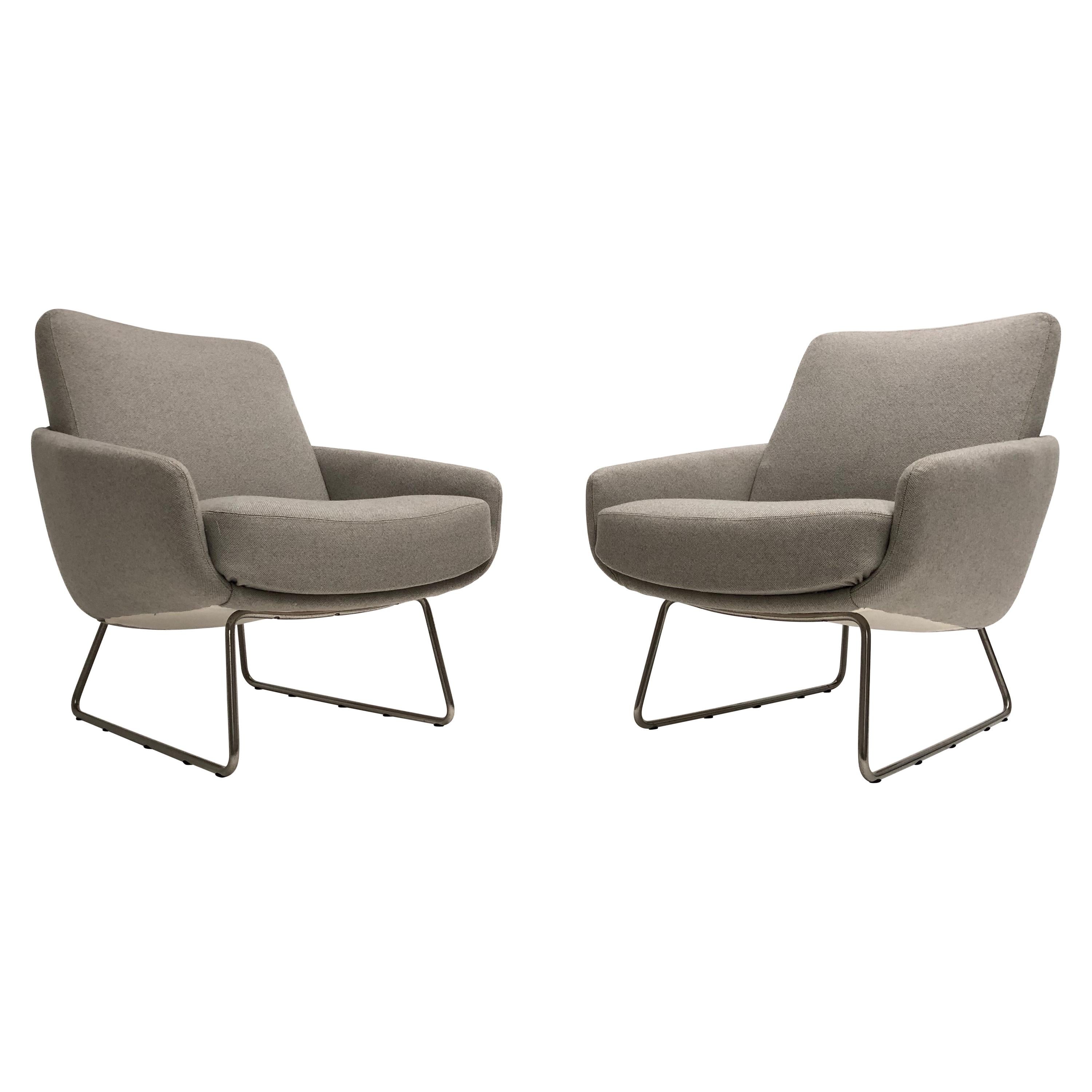 Paar Artifort F165 Loungesessel mit neuer Ploeg-Wollpolsterung, um 1955