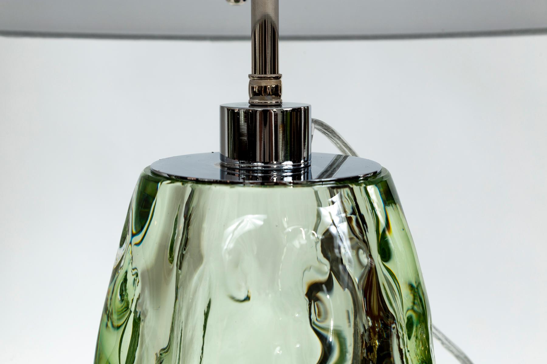 Pareja de Lámparas de Vidrio Soplado Artesanal Verde Mar, Contemporáneas en venta 3