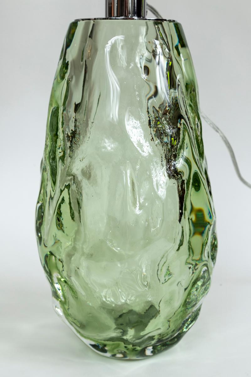 Pareja de Lámparas de Vidrio Soplado Artesanal Verde Mar, Contemporáneas en venta 4